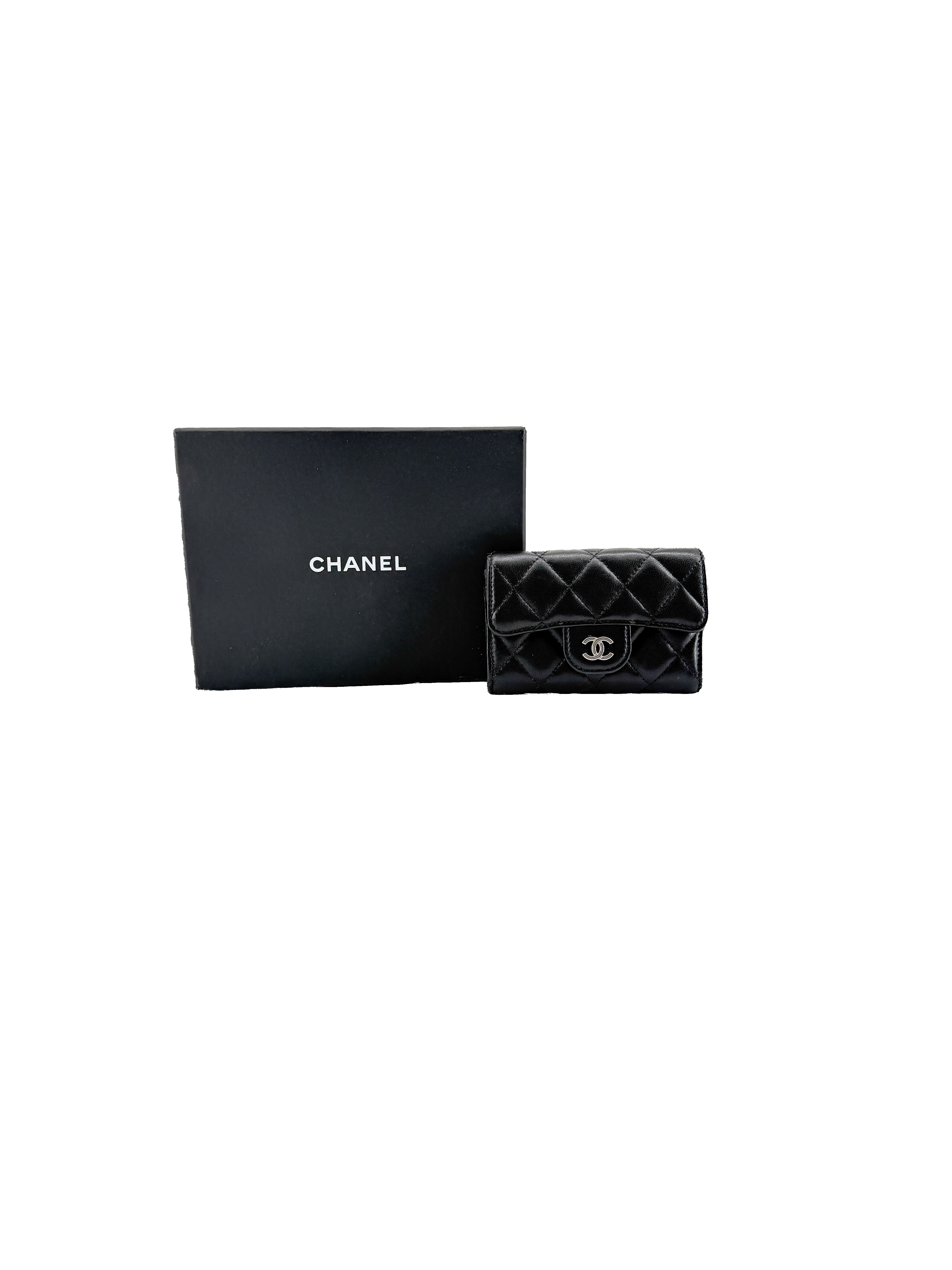 Chanel lambskin black classic flap card holder wallet 30739131 BOX