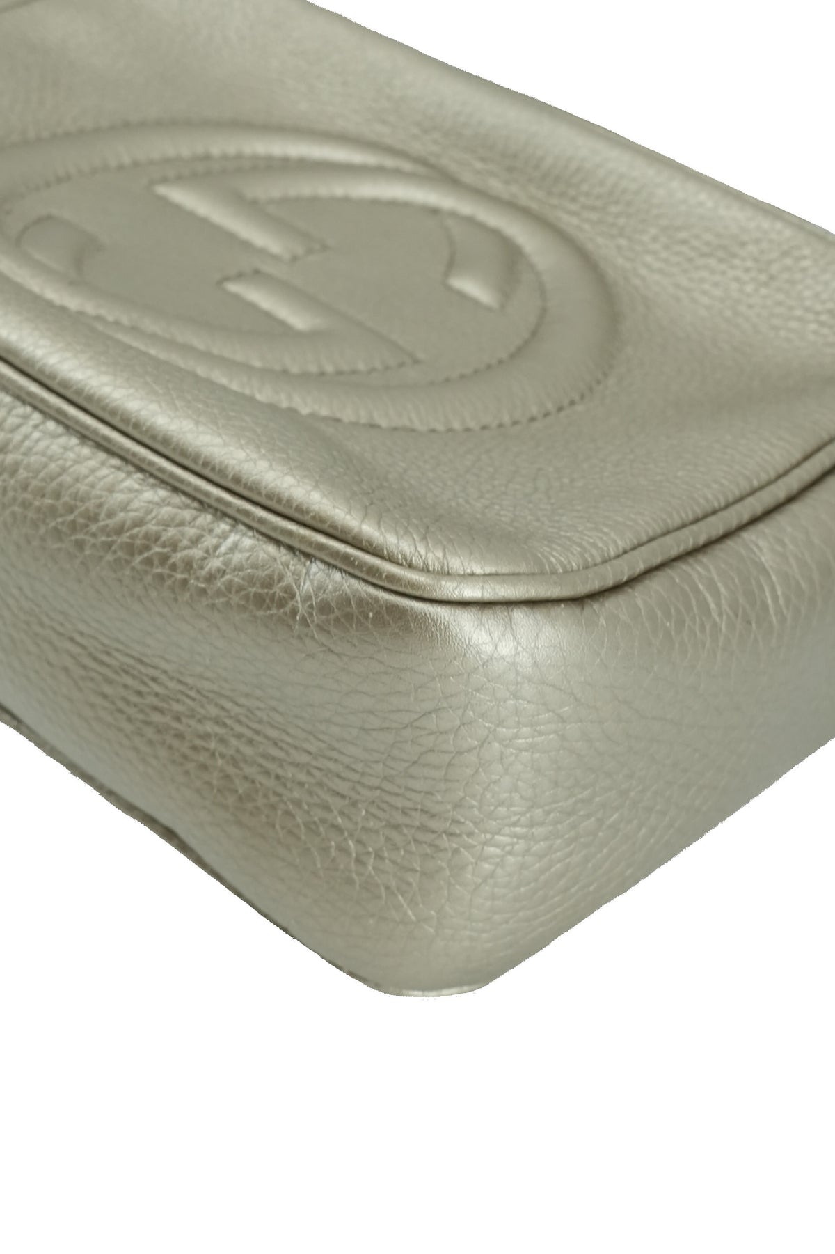 Gucci light pewter metallic soho disco crossbody 308364 498879