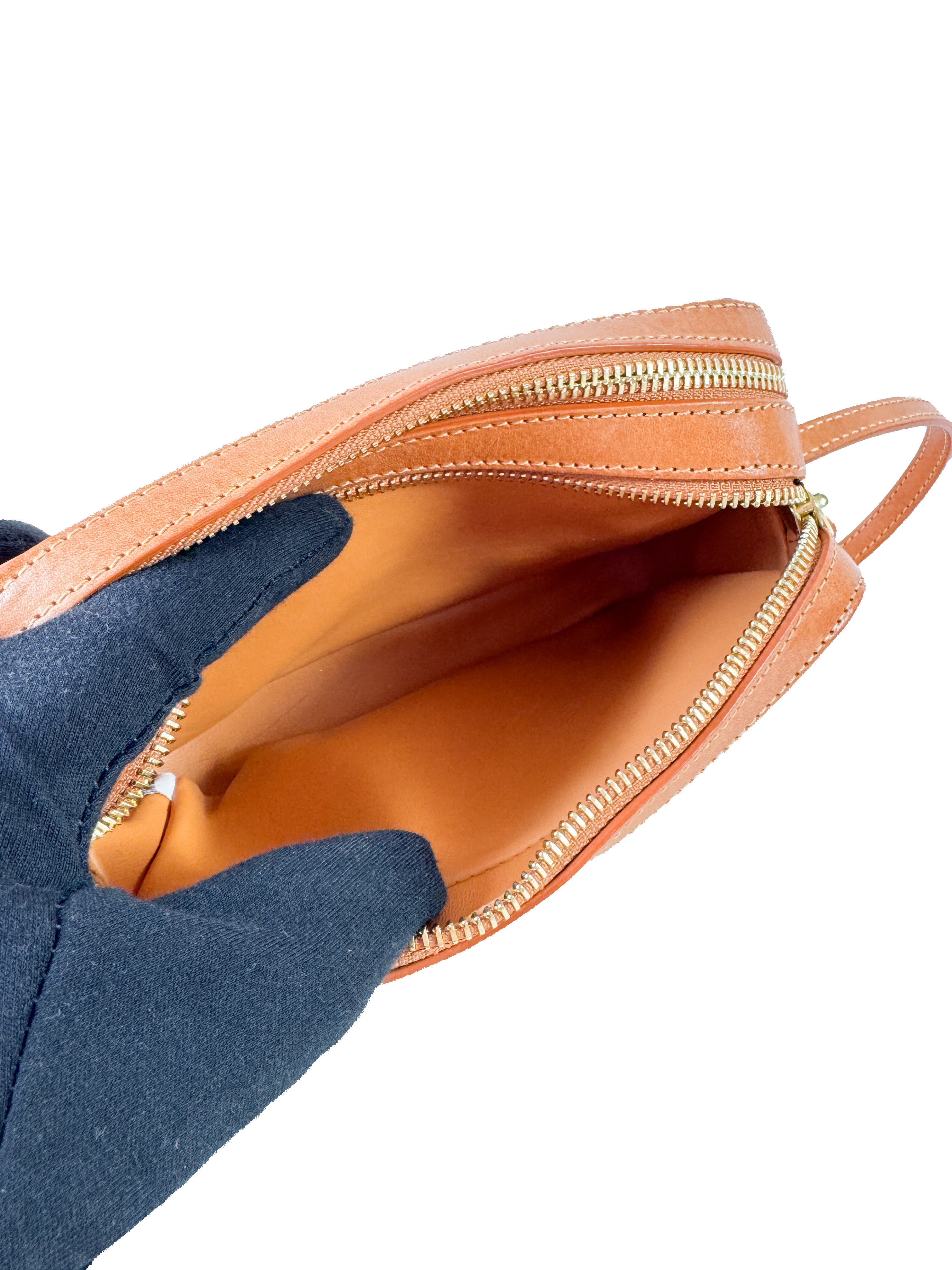 Mansur Gavriel brown leather double zip crossbody