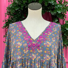 Natural Life blue purple floral dress size L NWT