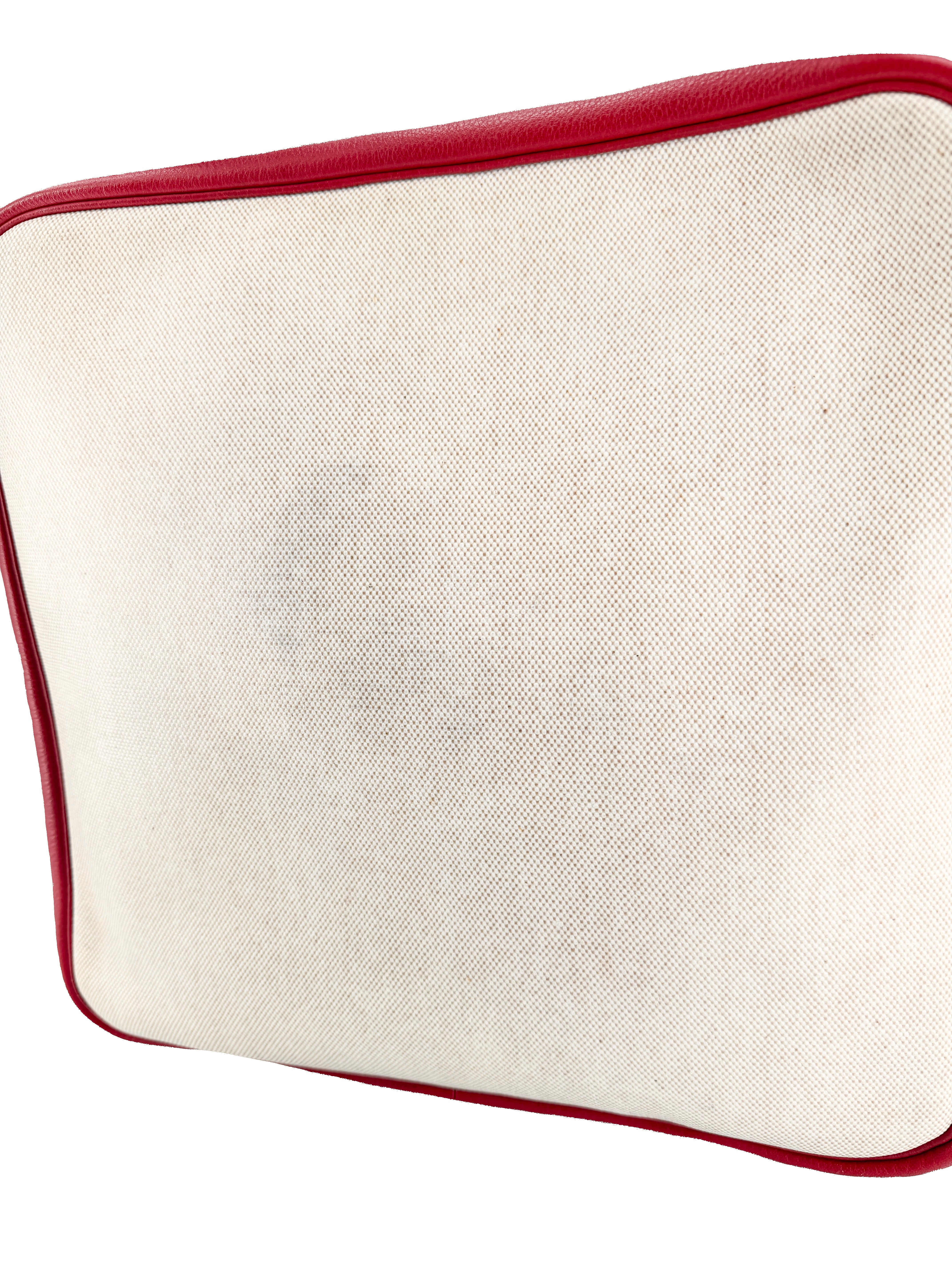 Hermès red leather beige Toile Victoria shoulder bag