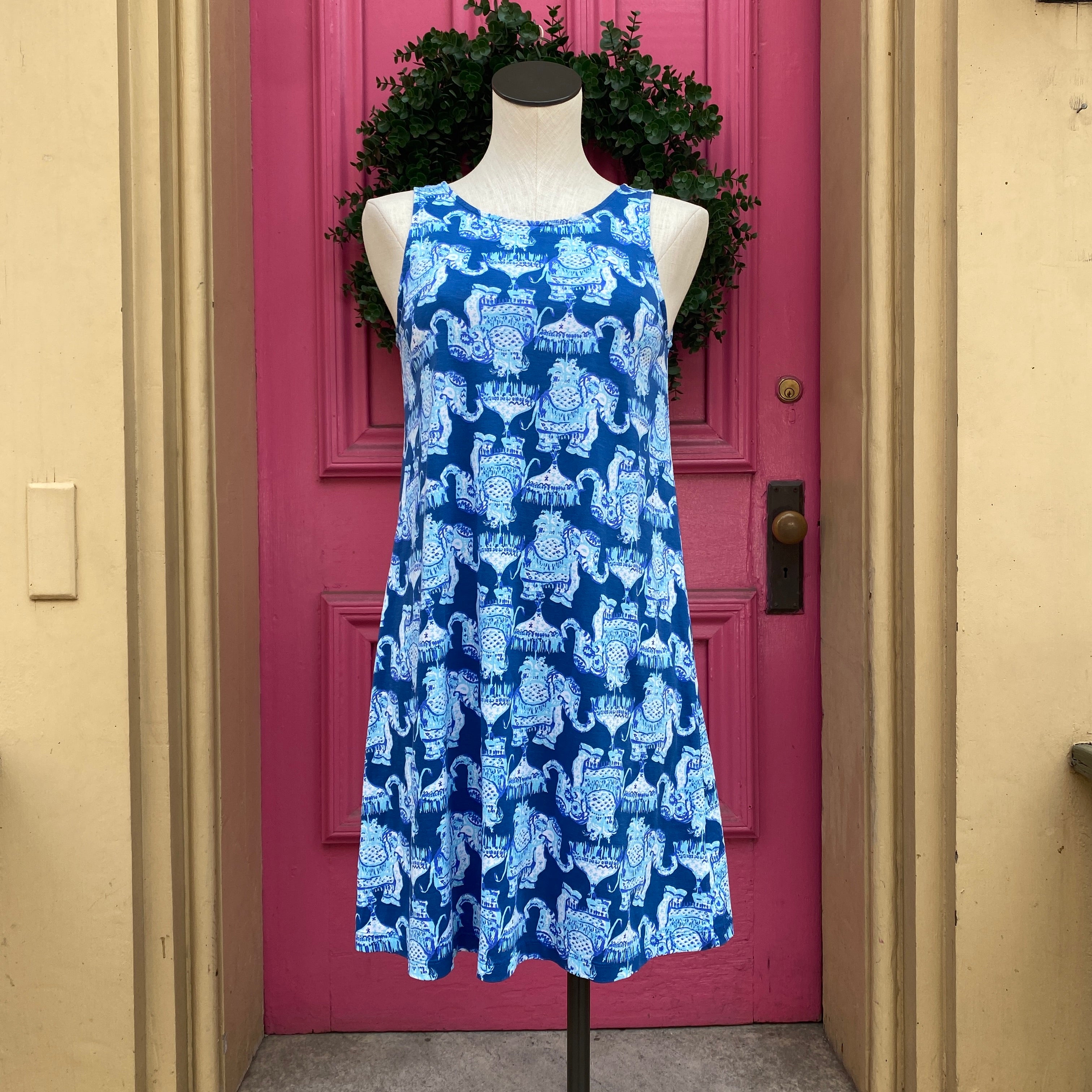 Lilly Pulitzer blue elephant print tank dress size S
