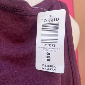 Torrid purple lot of fun tank size M/L NWT