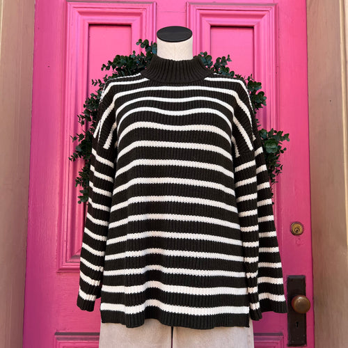 APIECE APART olive cream striped sweater size XS/S