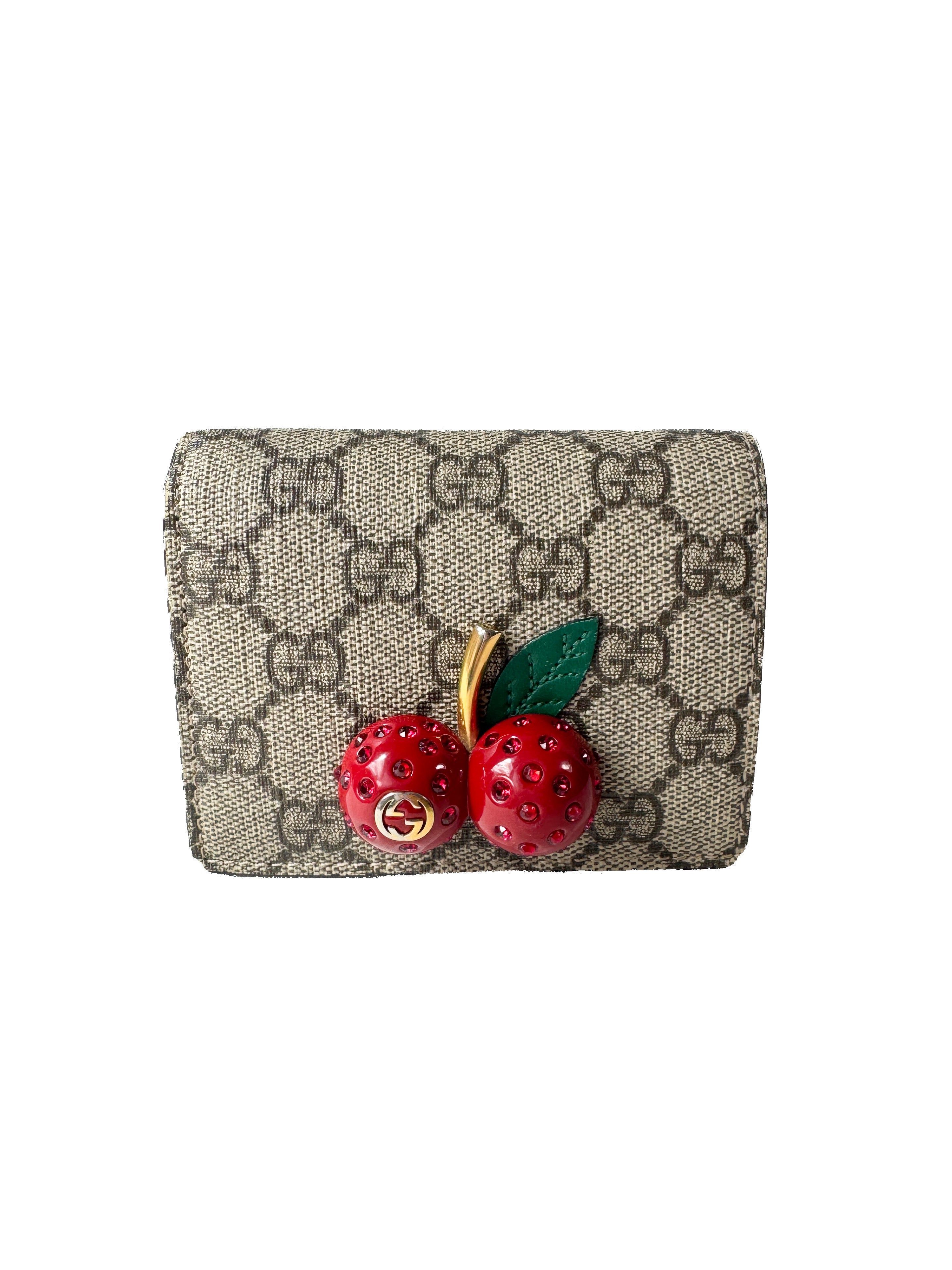 Gucci GG Supreme signature cherry cardholder wallet 476050-1147