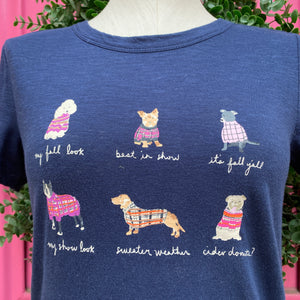 Ann Taylor LOFT navy dog tee size XS