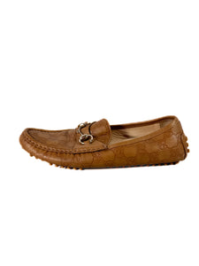 Gucci brown signature GG driving loafers size 38