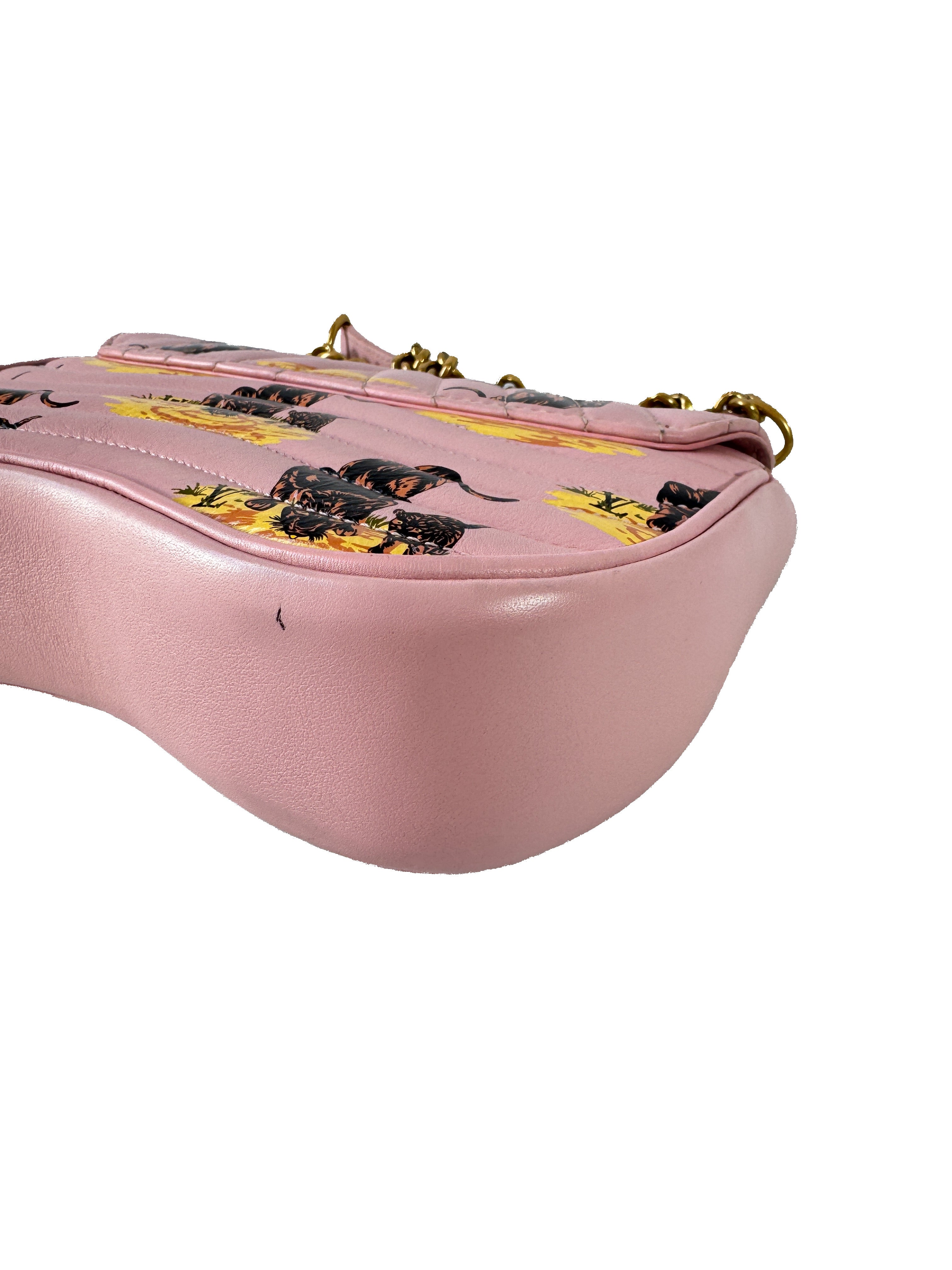 Louis Vuitton pink New Wave chain leopard crossbody PM