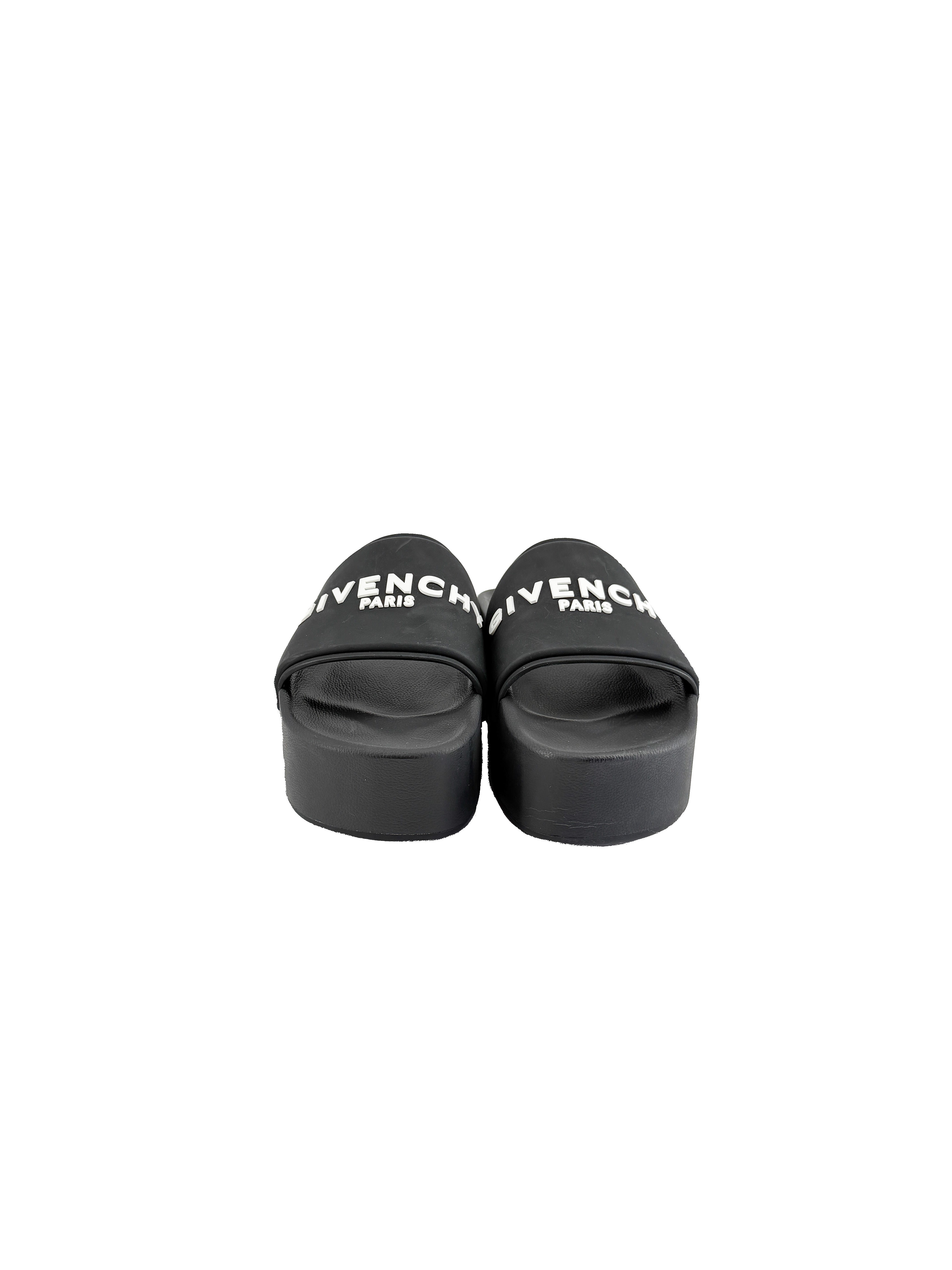 Givenchy black rubber platform slides size 38 BOX