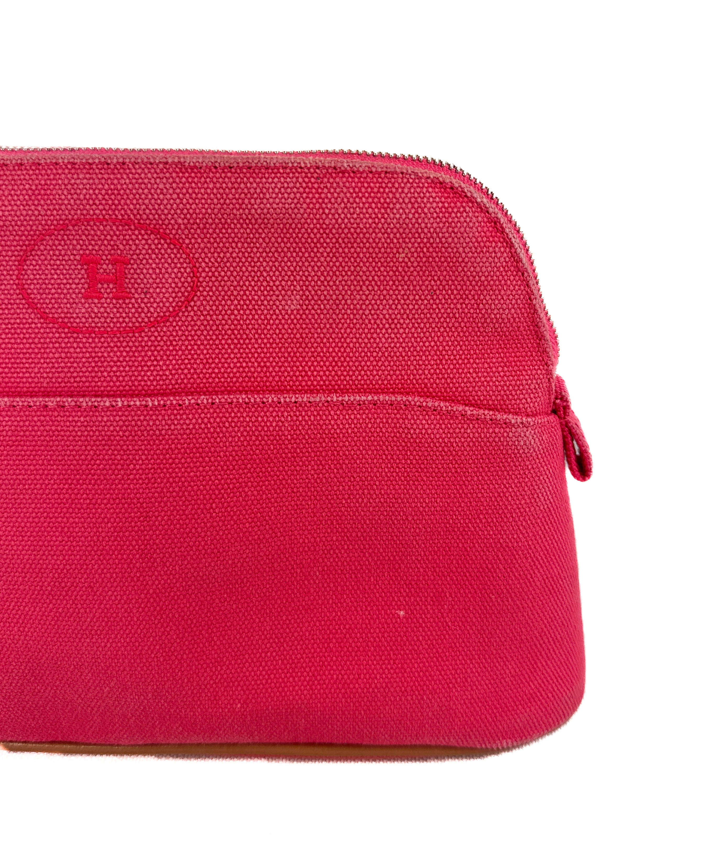 Hermès bright pink cotton Bolide zip pouch