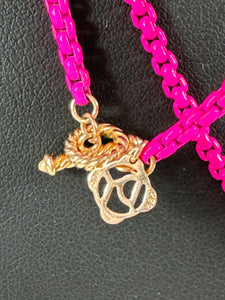 David Yurman DY hot pink Bel Aire color box chain necklace