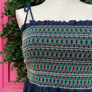 Tory Burch navy embroidered tank dress size XL