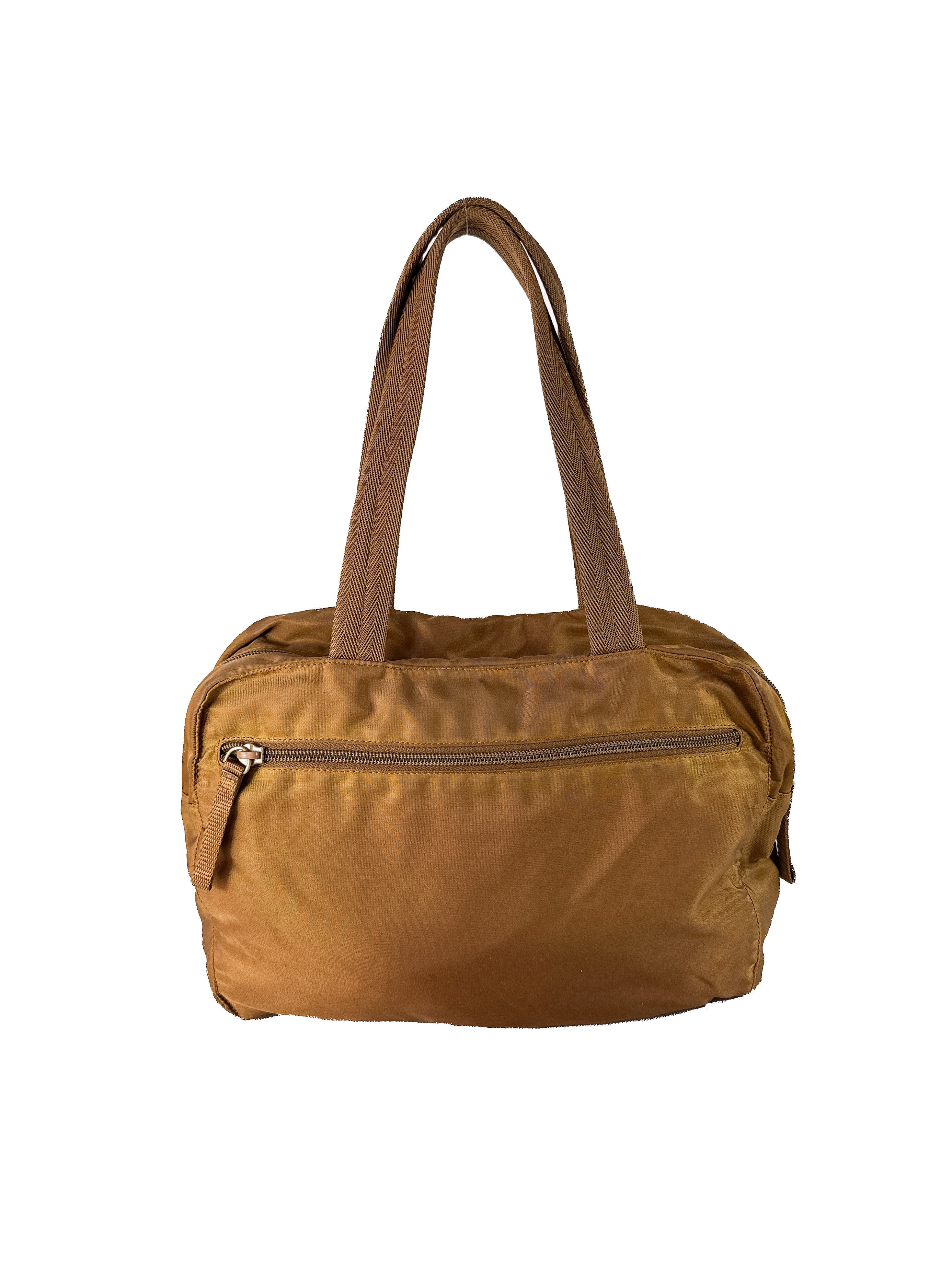 Prada golden brown vintage nylon tote