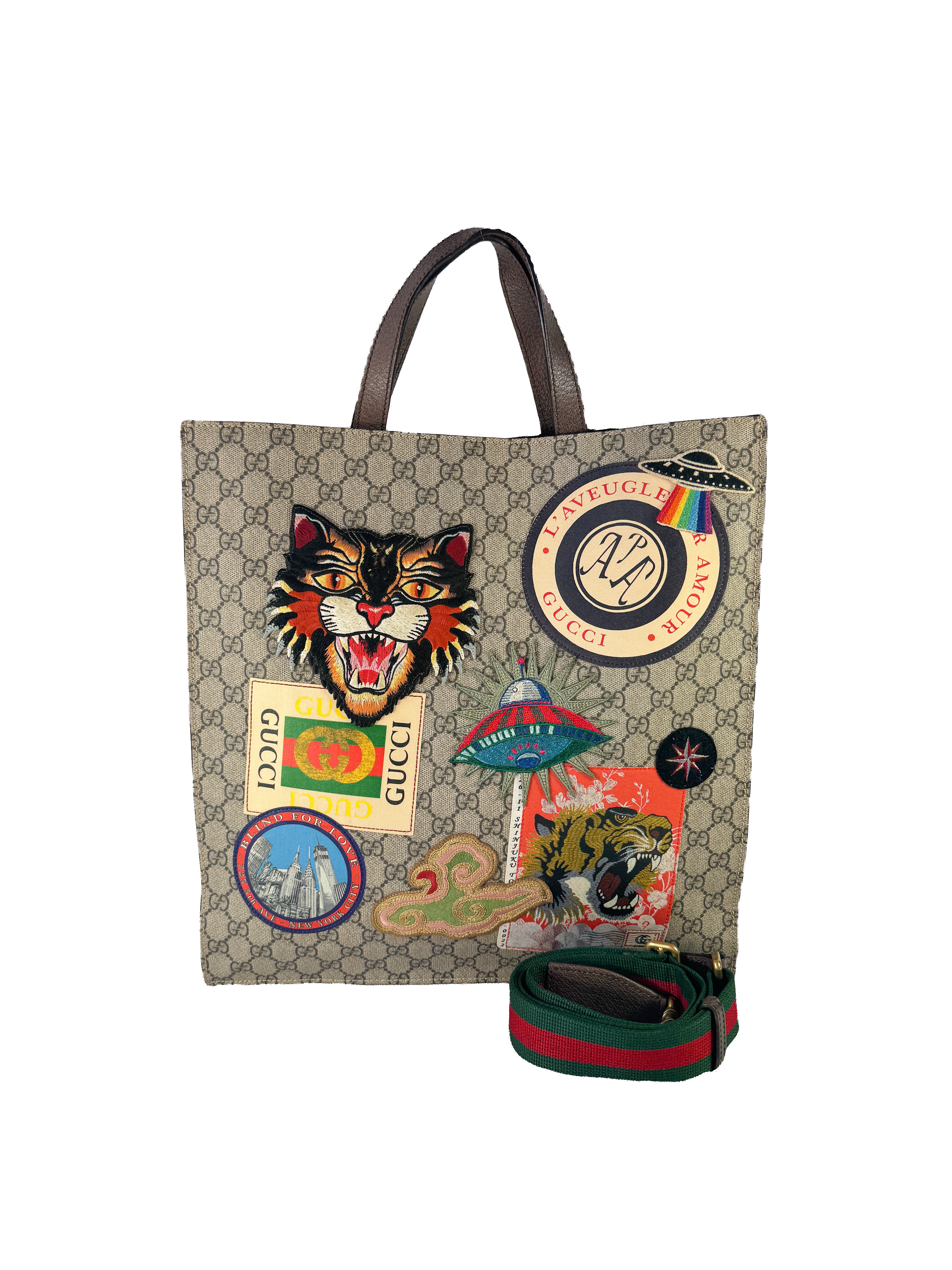 Gucci GG vertical Courrier UFO patch tote 474084 000926