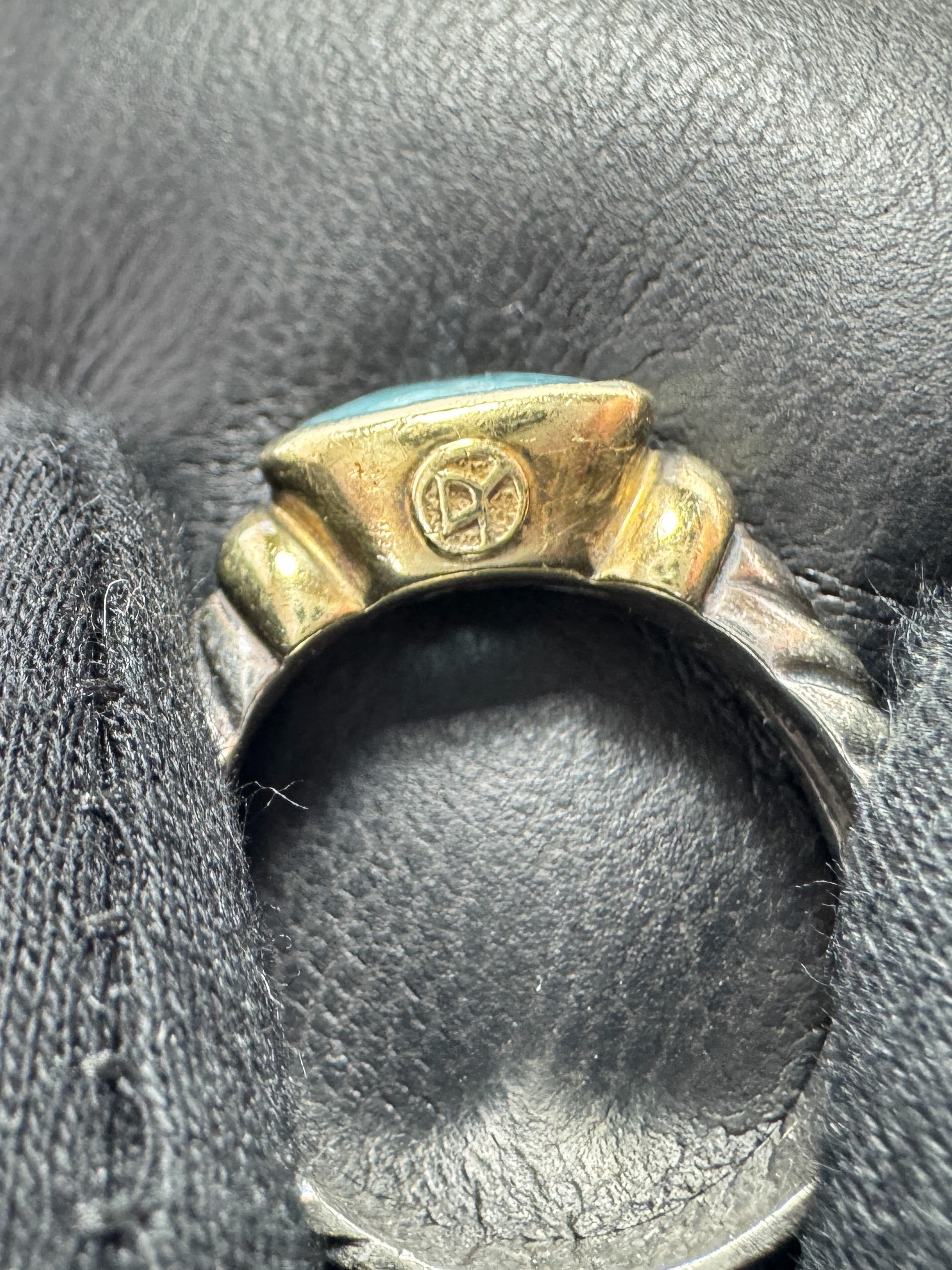 David Yurman sterling silver, 14K gold, blue topaz Noblesse ring