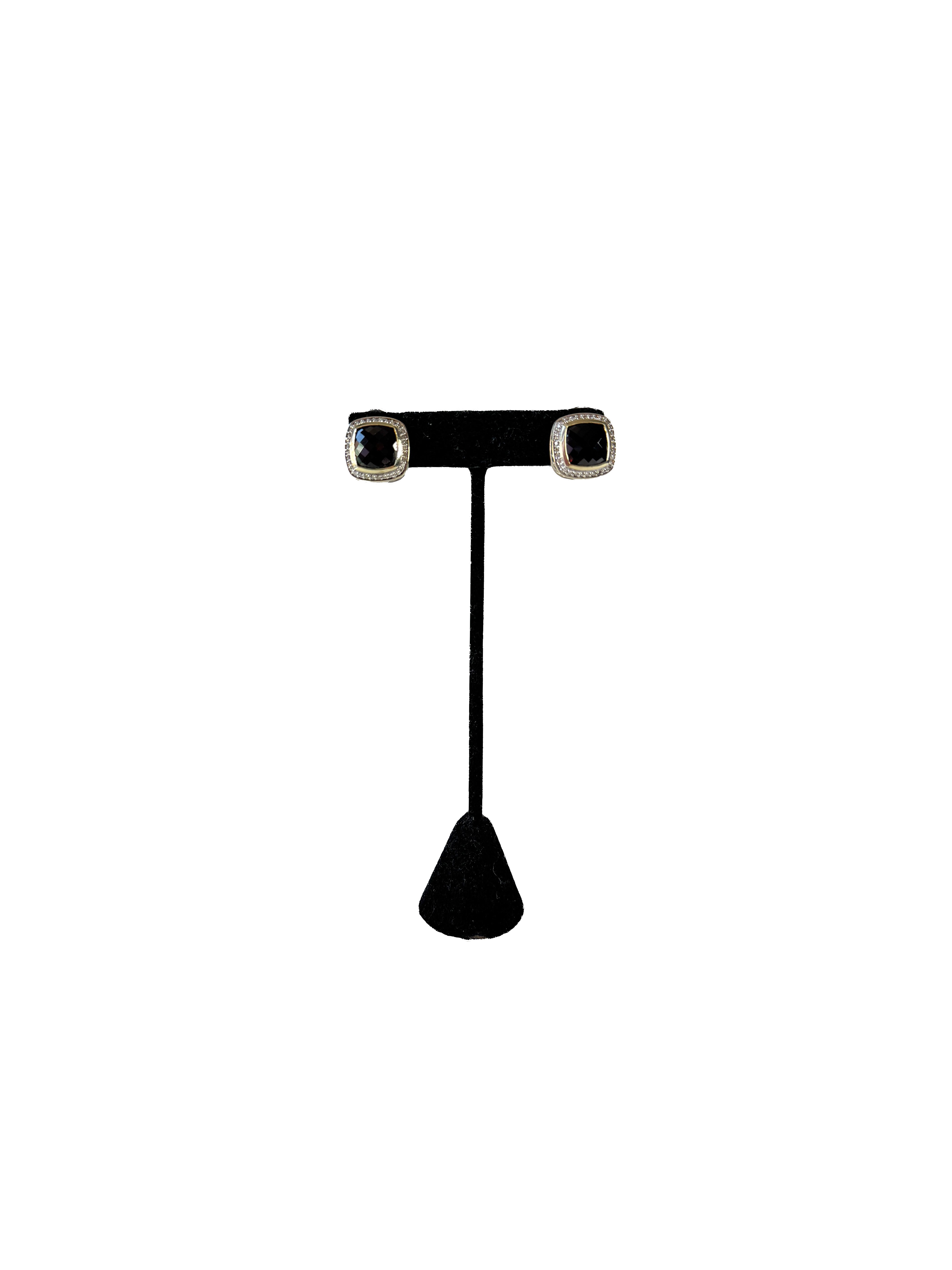 David Yurman sterling silver, 14K gold garnet diamond Albion earrings