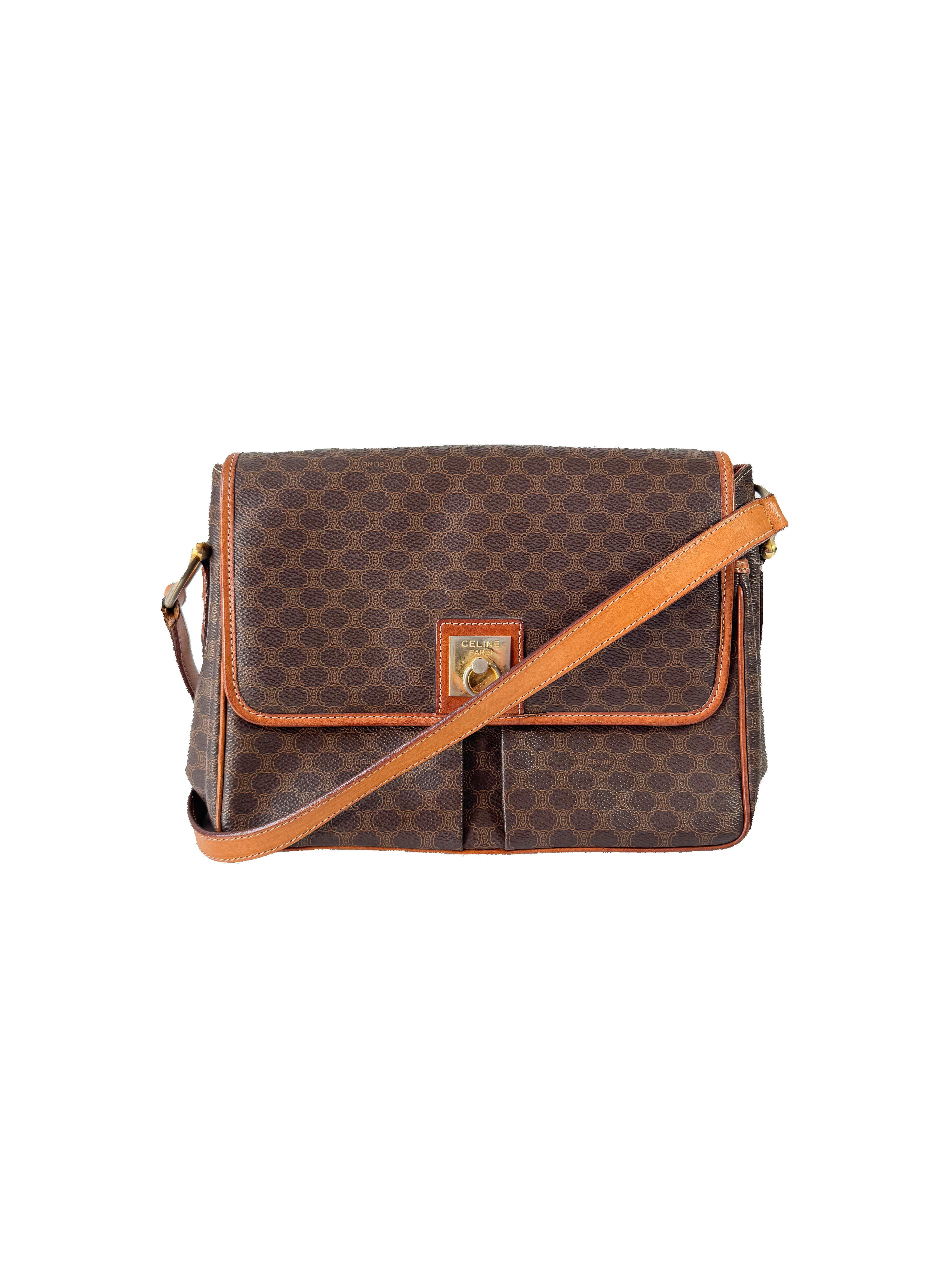 Celine vintage brown Macadame shoulder bag M12