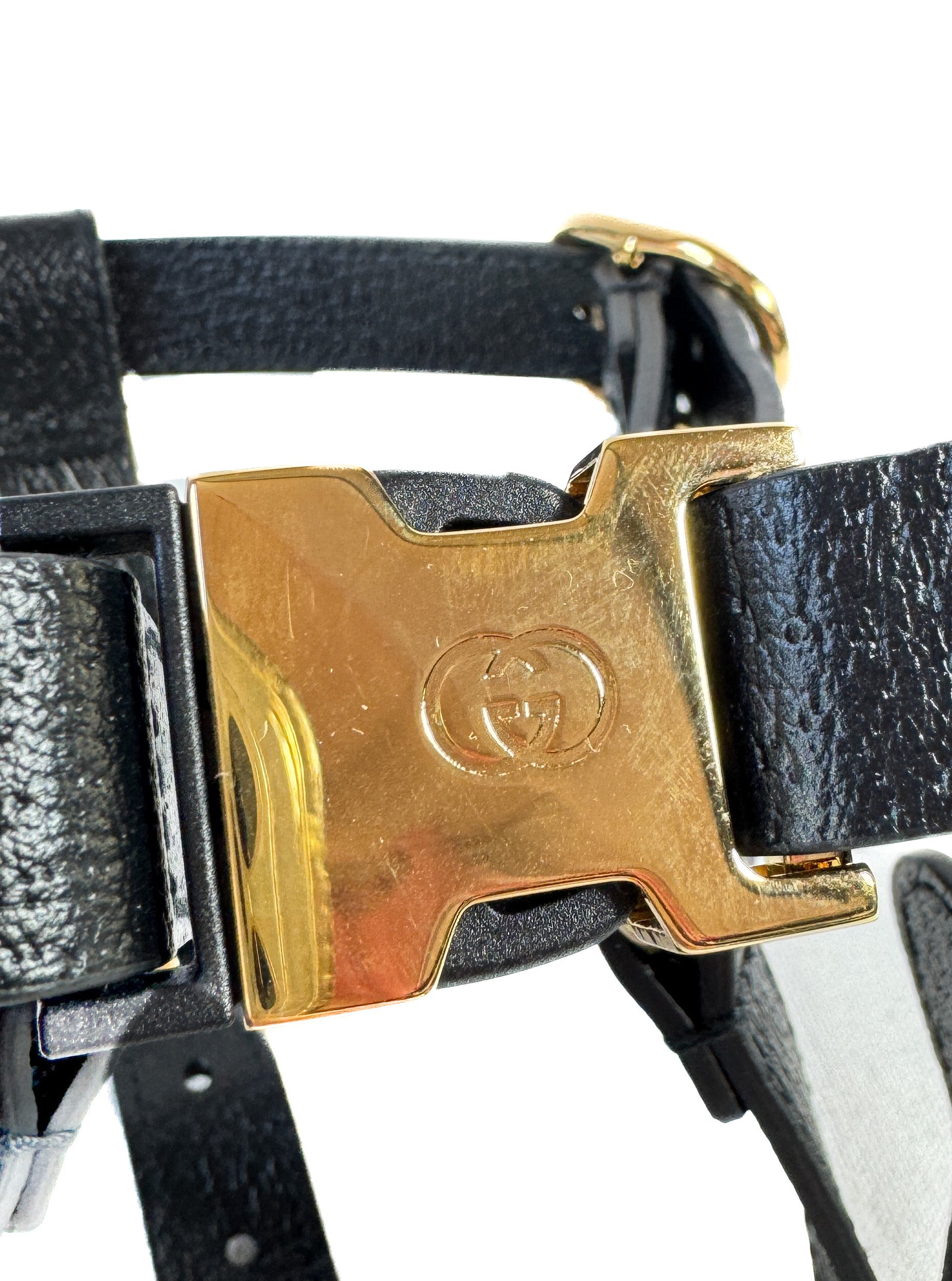 Gucci black leather harness 493949