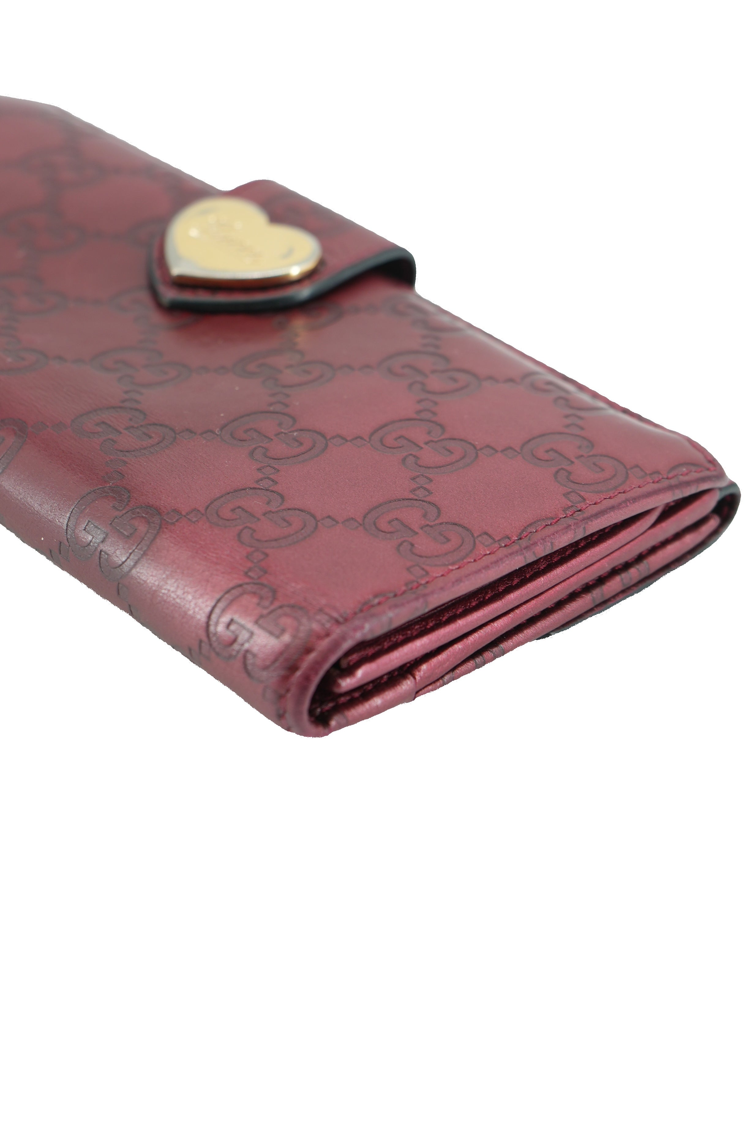 Gucci red leather GG Guccissima heart wallet 208550-0446