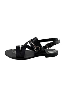 Gucci black leather horse-bit sandals size 38