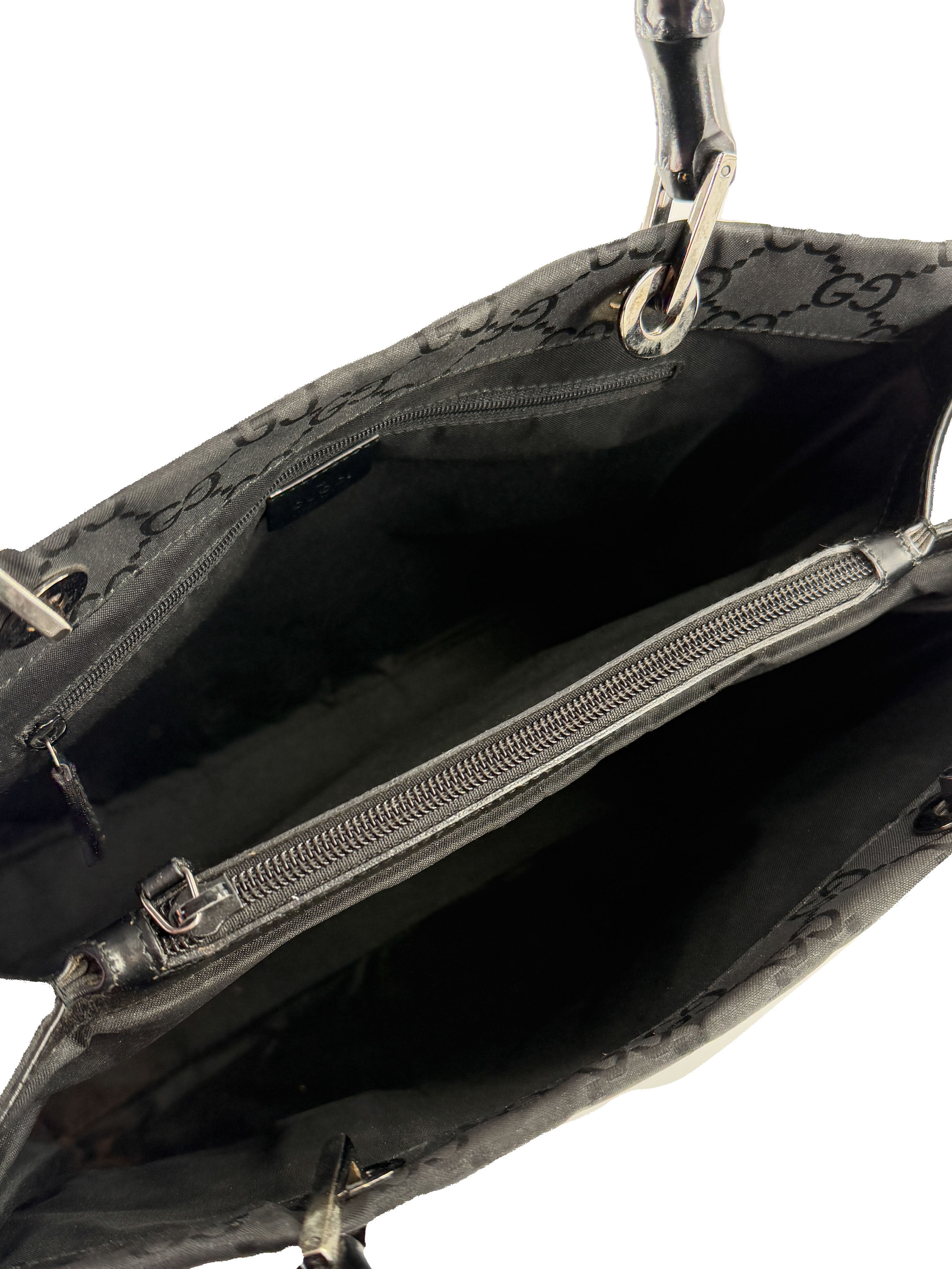 Gucci black GG bamboo handle tote 002.1010002122