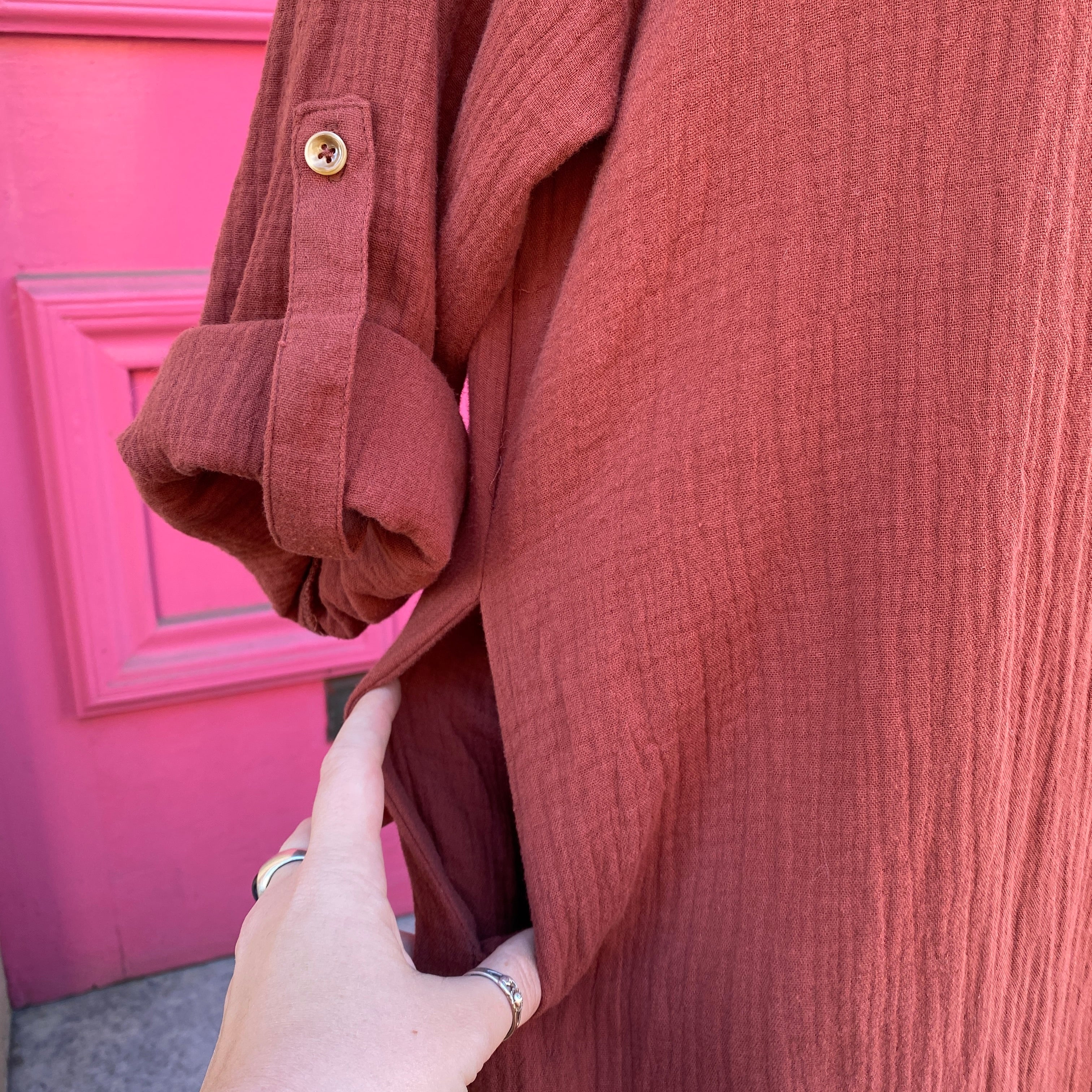 BluIvy rust button up dress size M