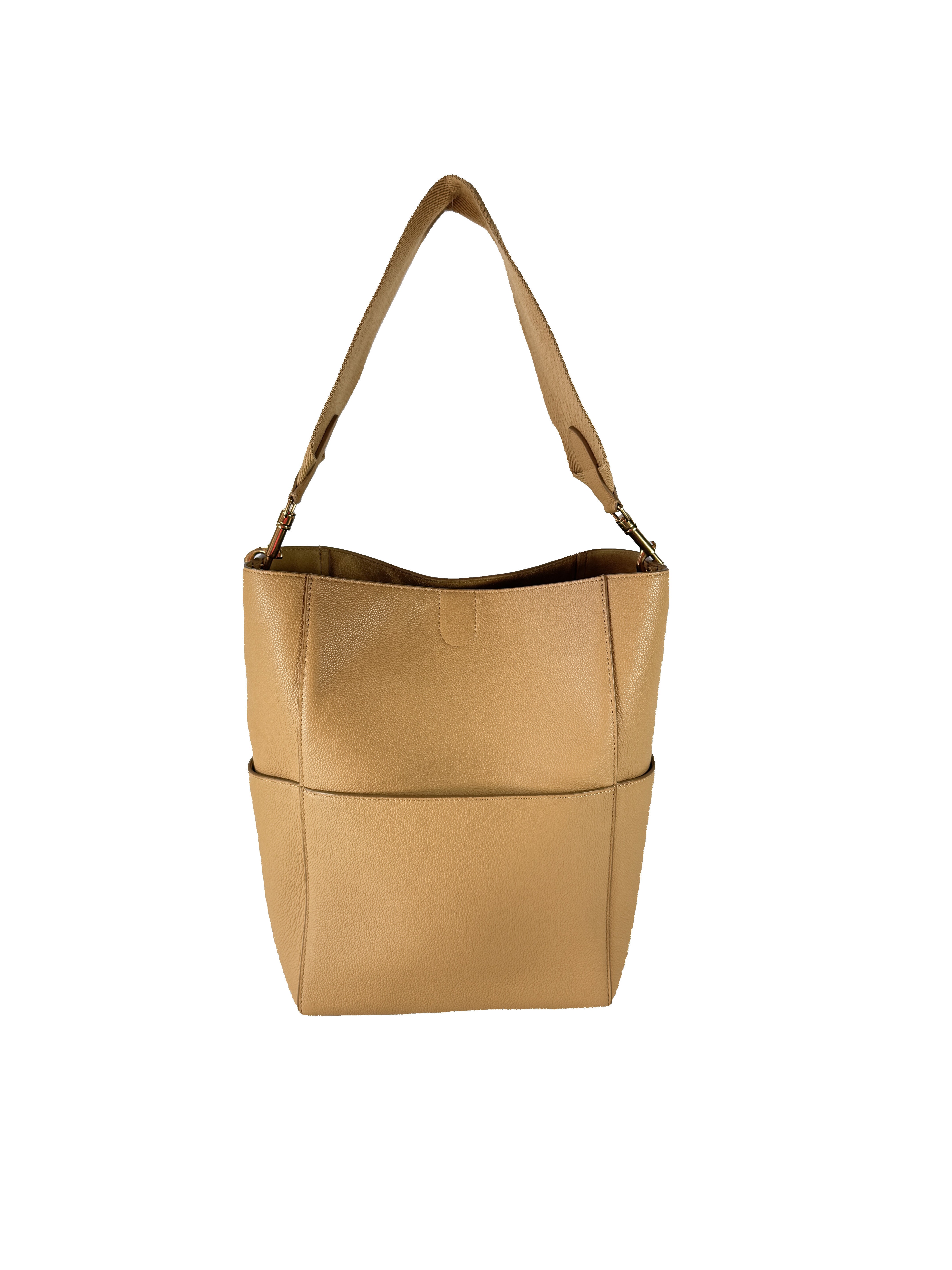 Celine honey beige leather Sangle Seau large U-GM-0159