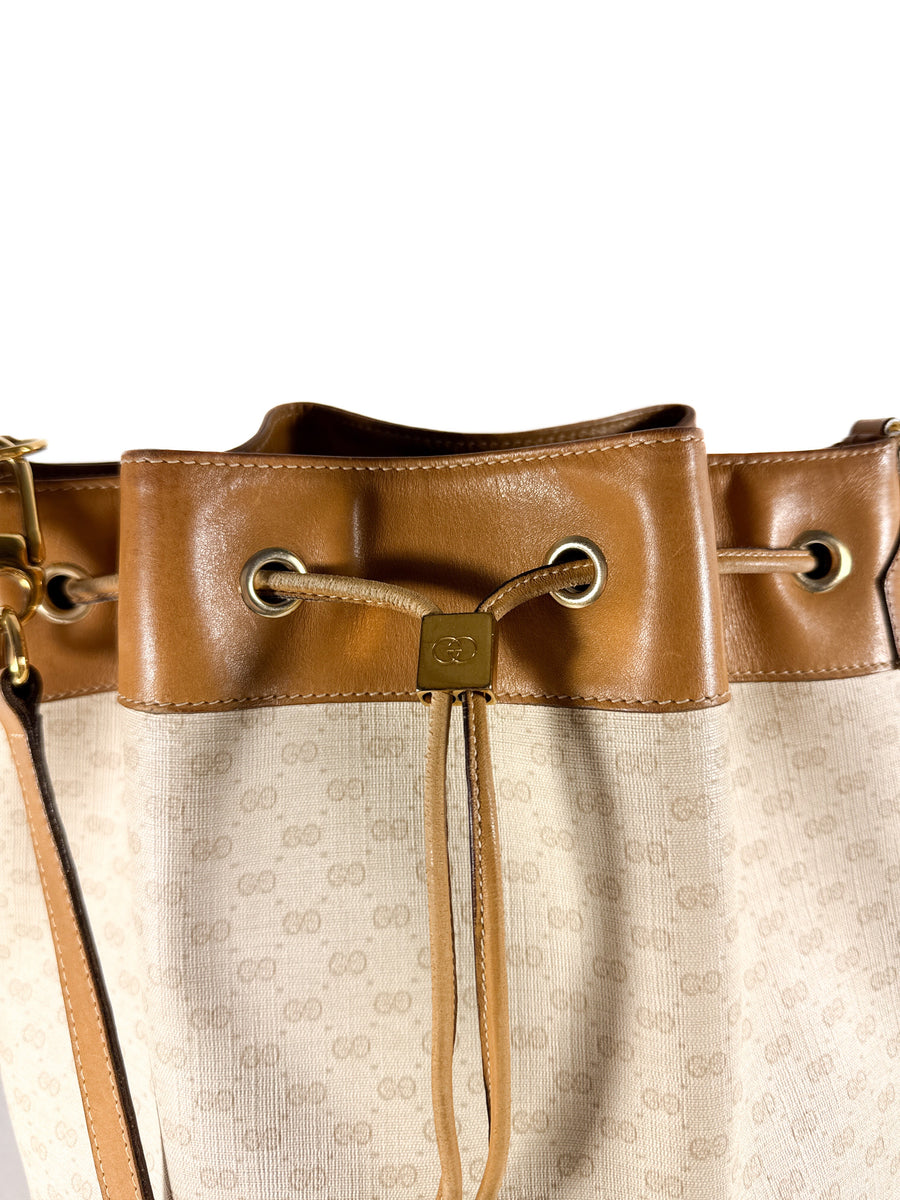 Gucci cream/brown micro GG drawstring bucket bag 001-115-4793 – My ...