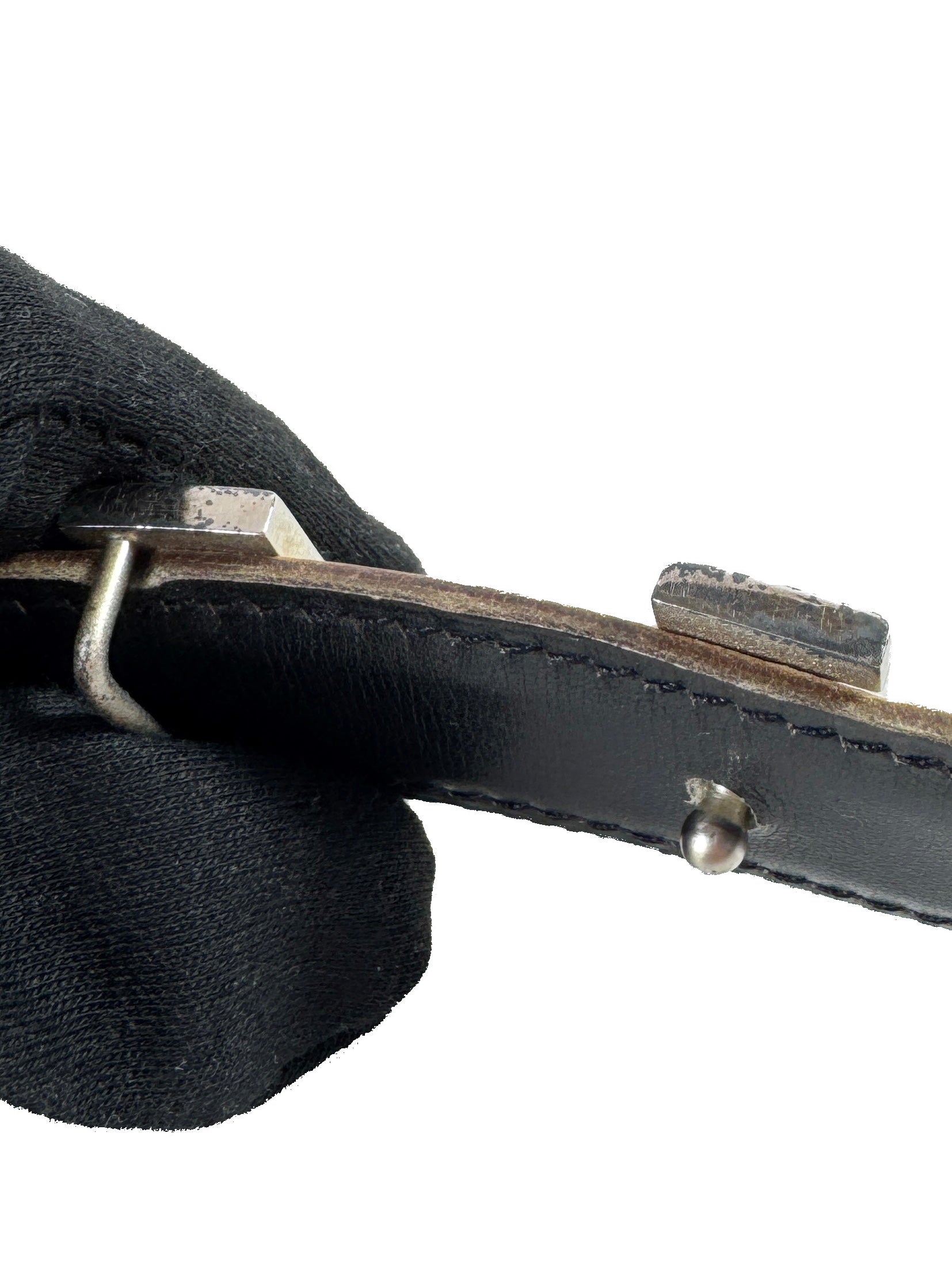 Hermès black/beige reversible mini Constance belt size 76