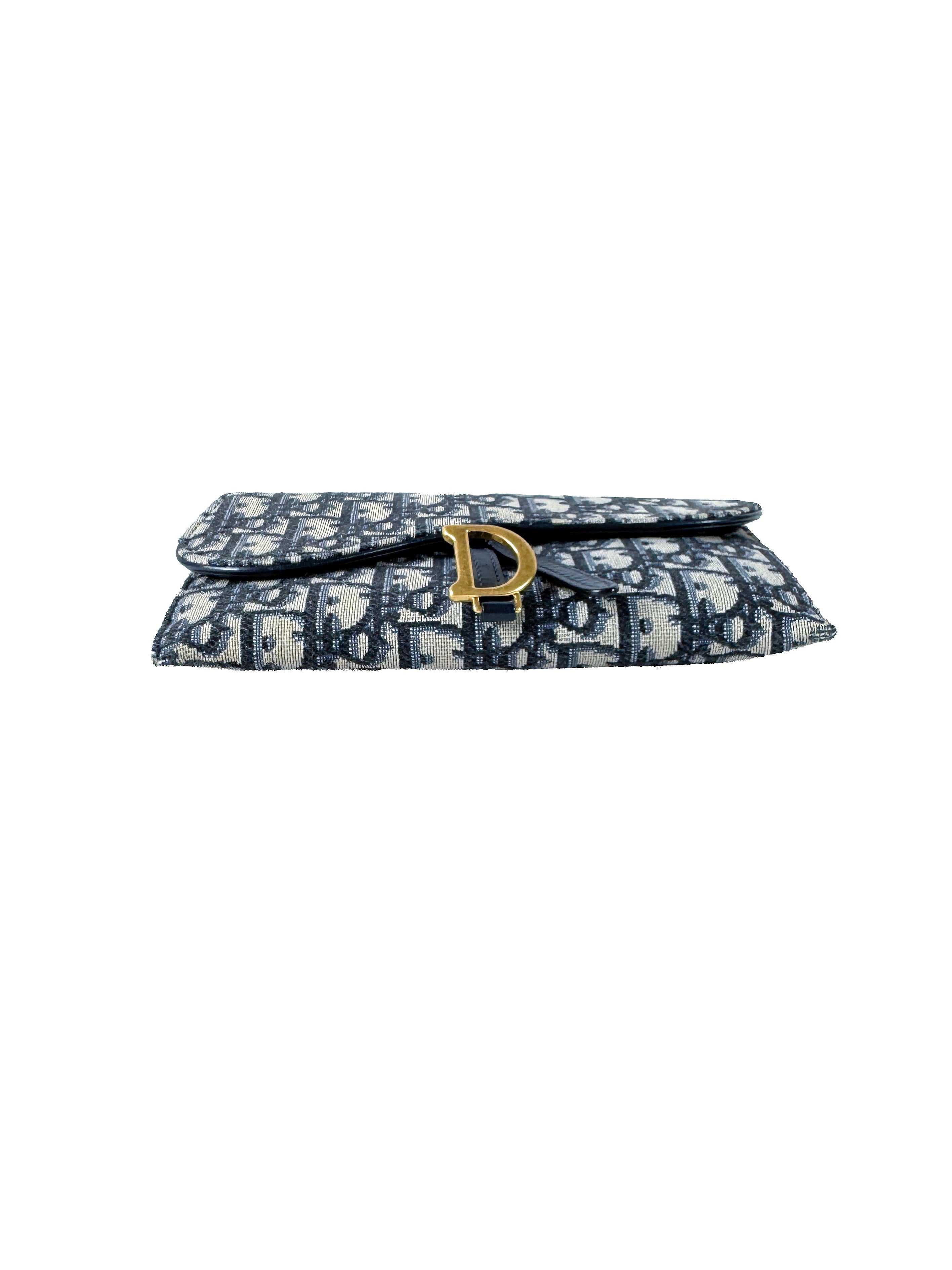 Christian Dior navy Saddle pouch in Oblique jacquard 41-MA-0221