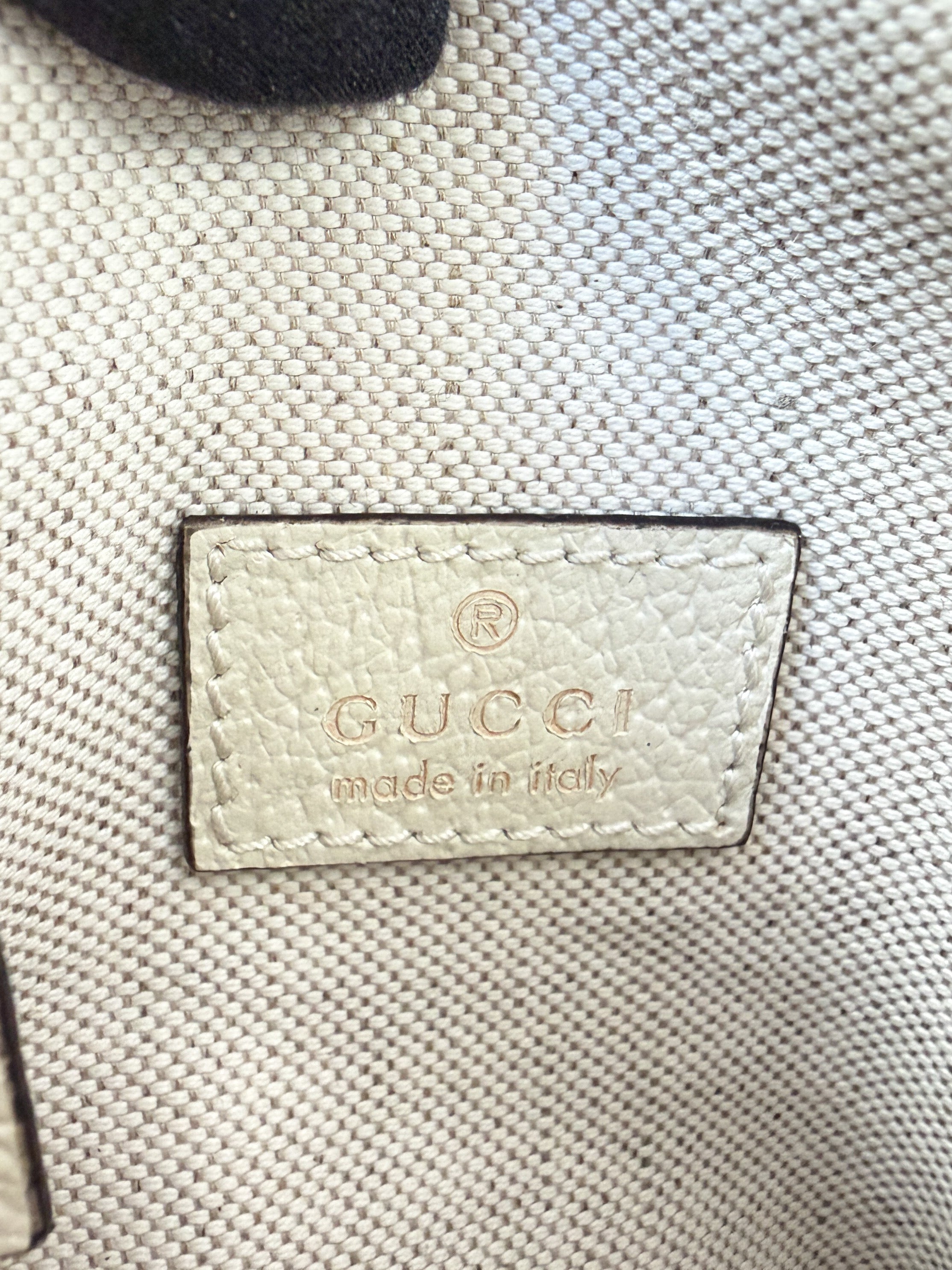 Gucci Ophidia Top Handle Crossbody Bag GG Coated Canvas Mini White 671682 493075