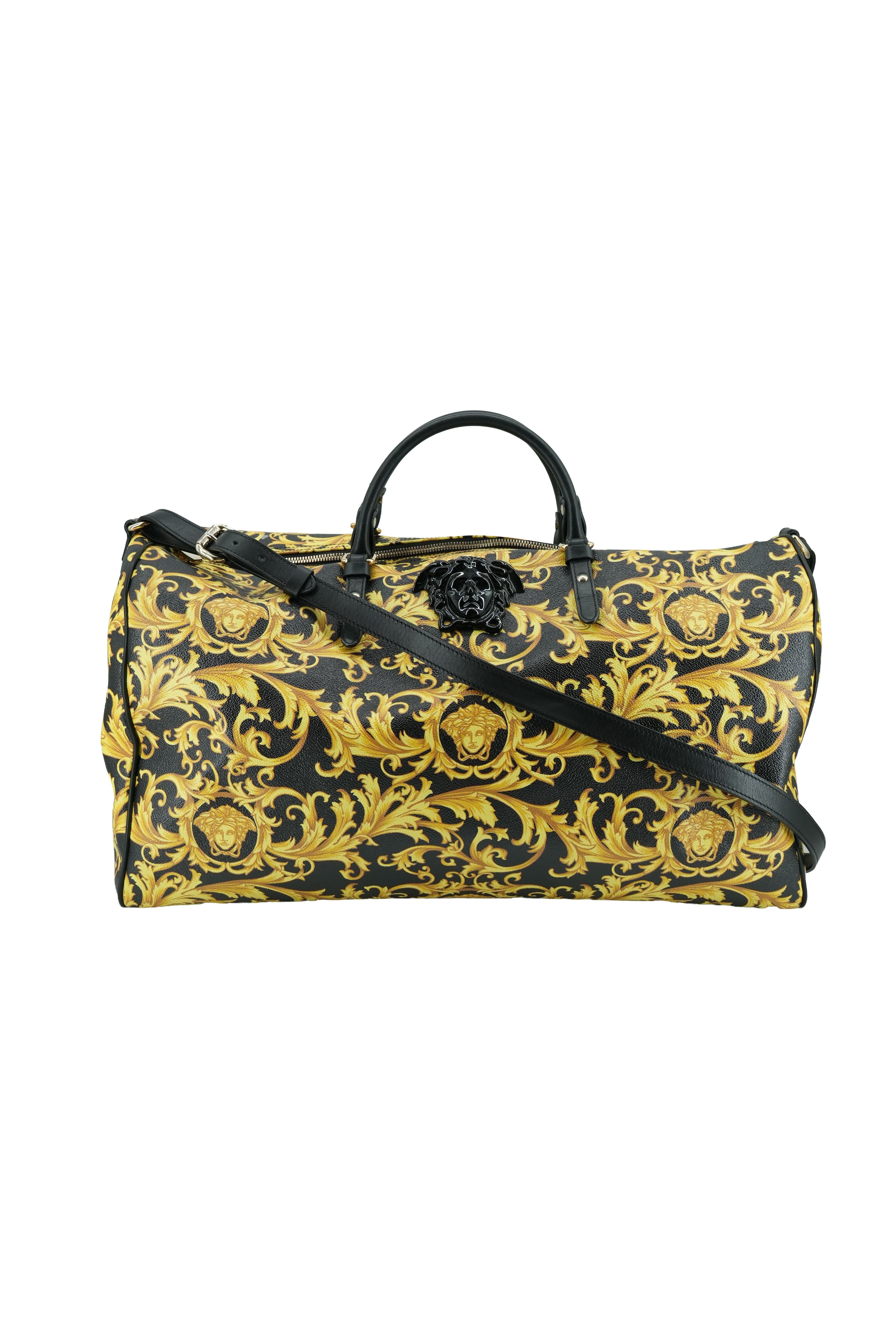 Versace black yellow new baroque weekender