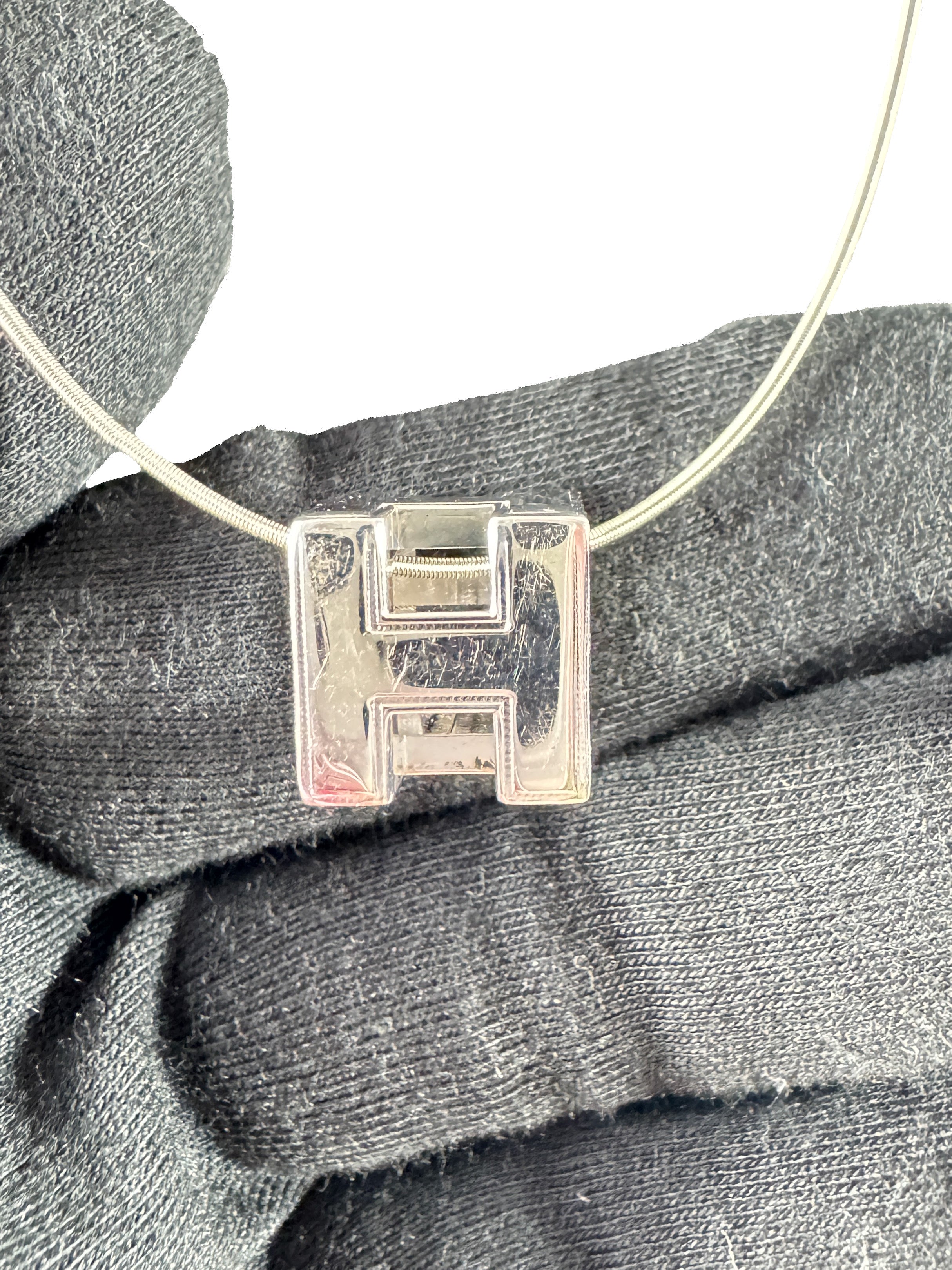 Hermès silver cage d'Ache cube necklace