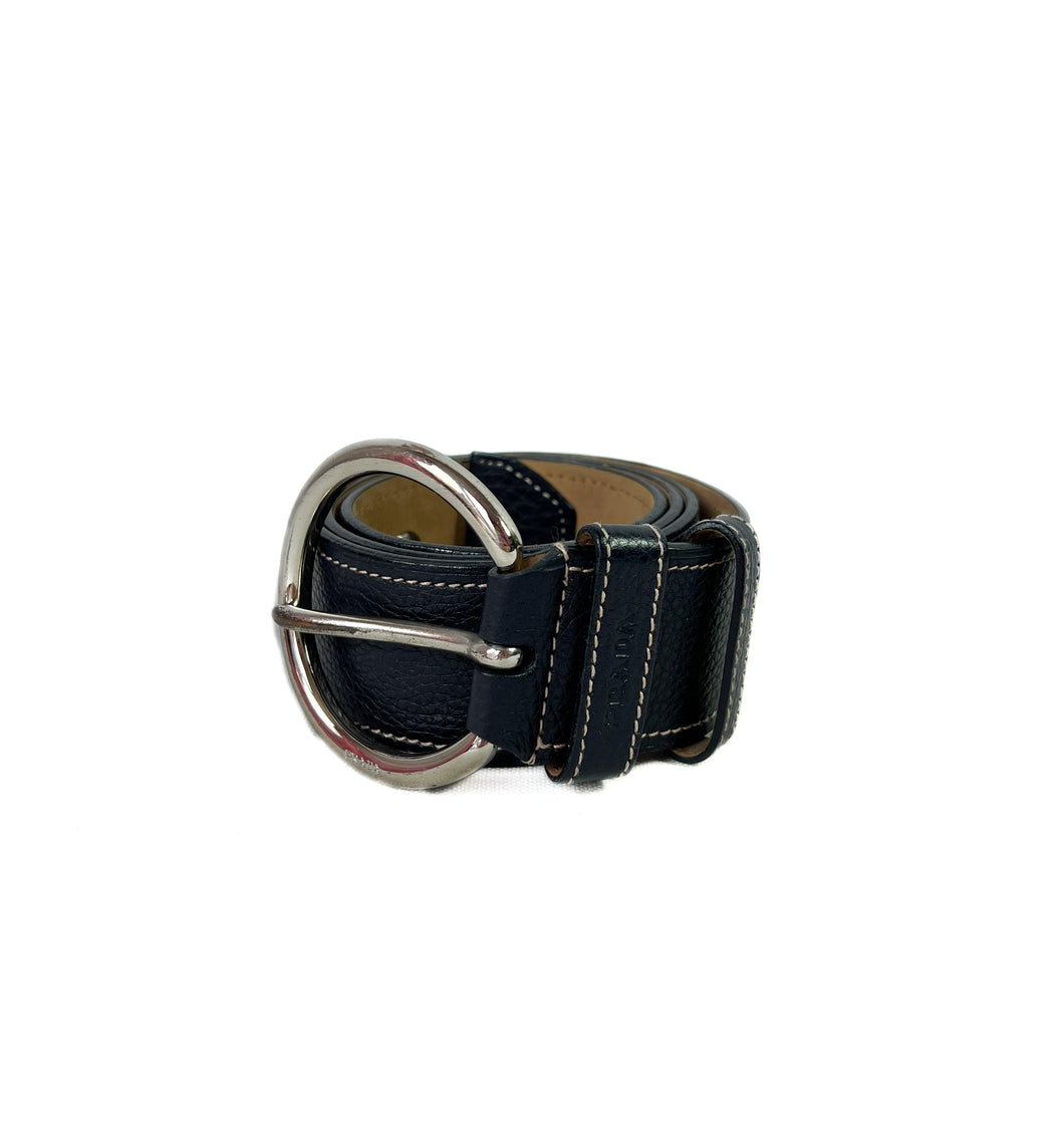 Prada navy leather belt 85