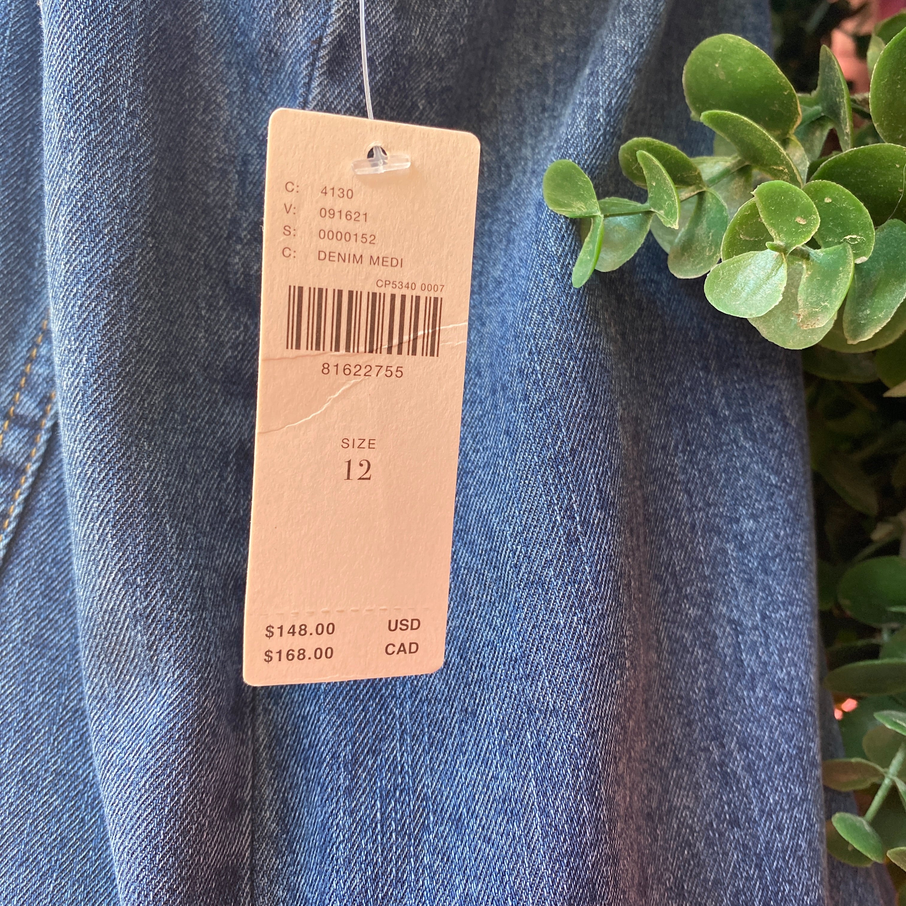 Pilcro and the Letterpress chambray SS dress size 12 NWT