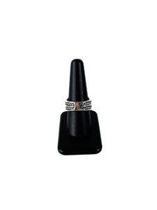 David Yurman sterling silver, diamonds Thoroughbred cushion link ring with diamonds retail $1800