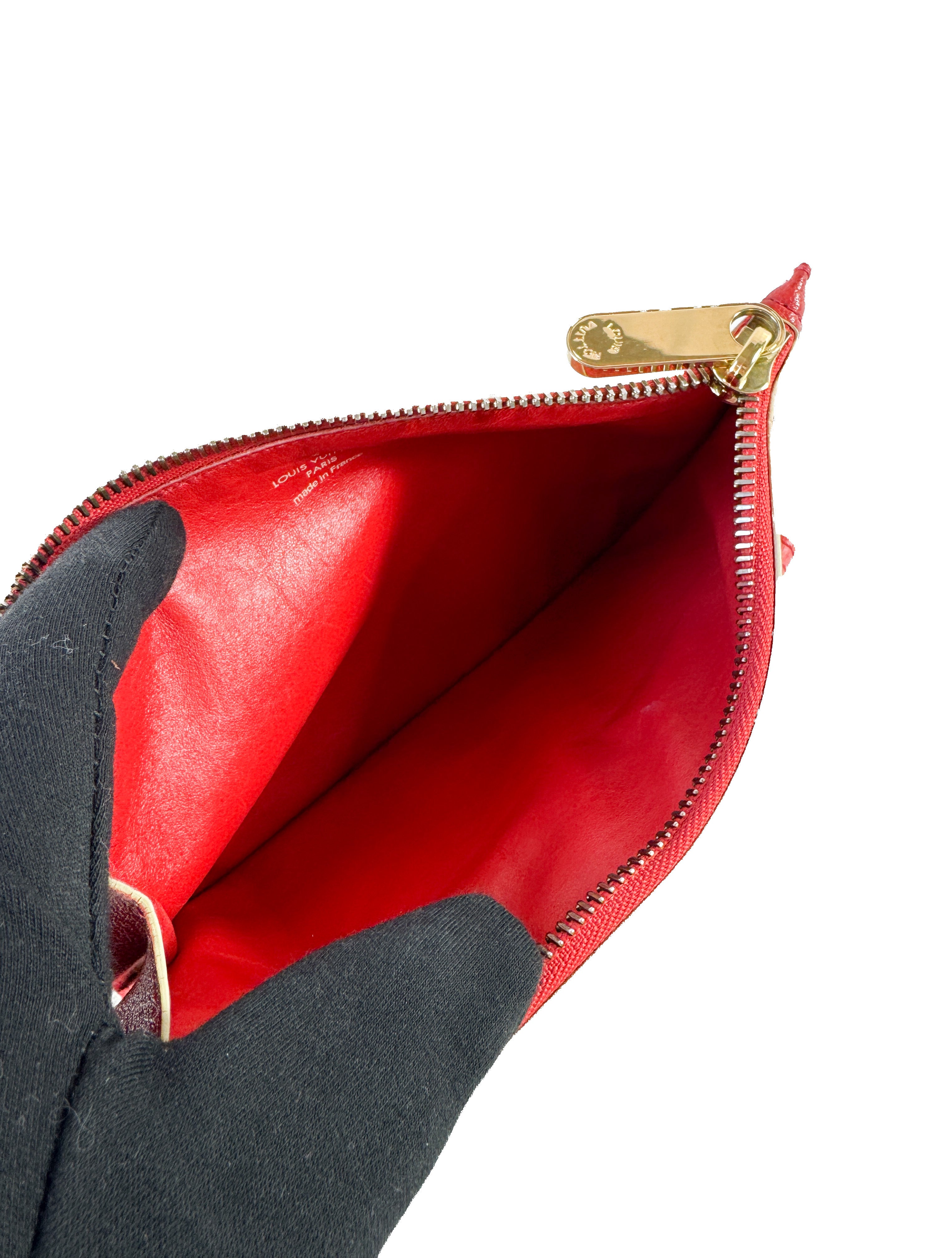 Louis Vuitton red leather Suhali l'Inseparable Zip Pouch  DU1025