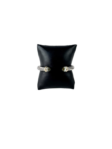David Yurman sterling silver, 14k gold, Prasiolite 7MM cable classic