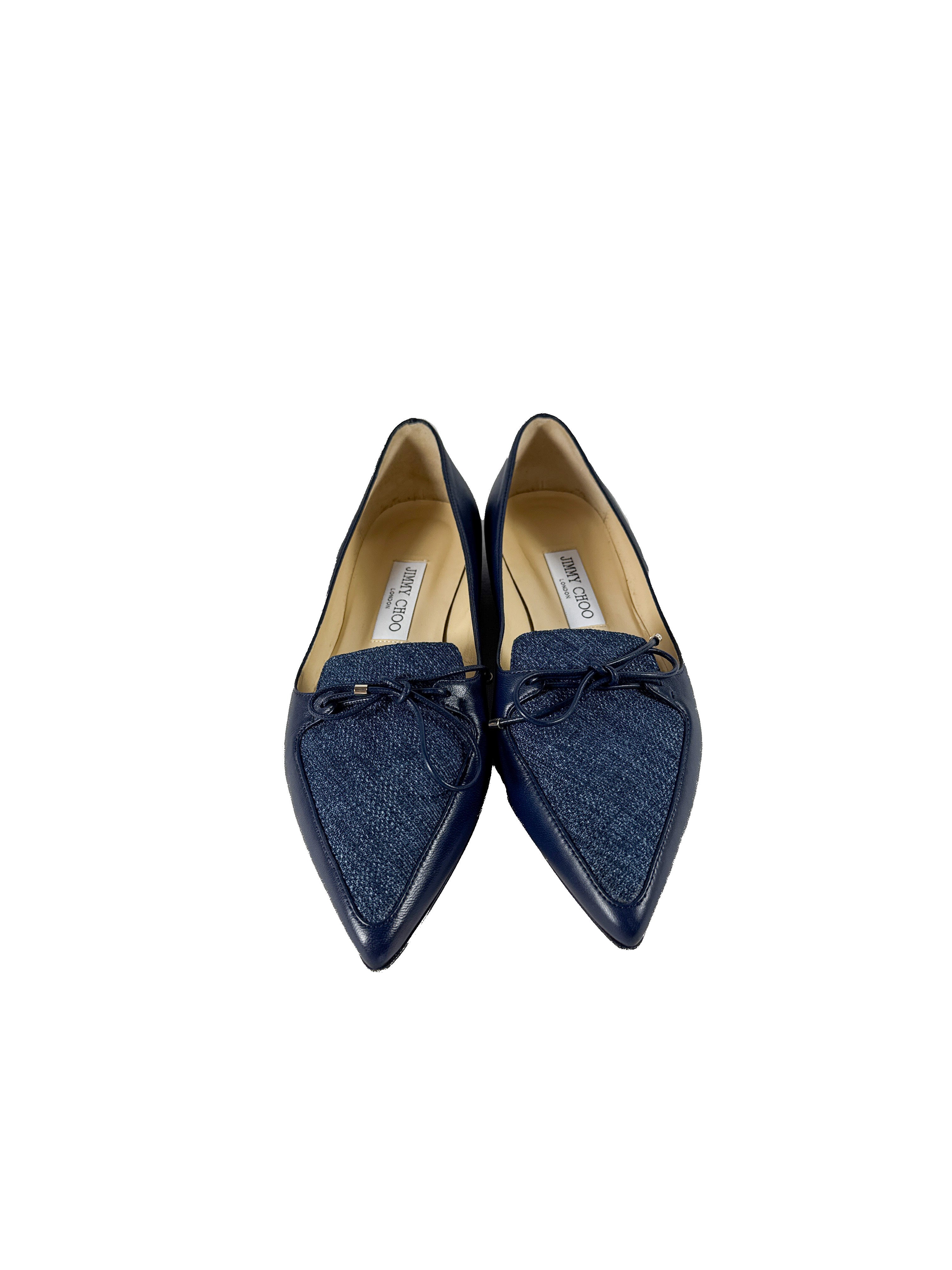 Jimmy Choo navy Genna flats size 38 BOX