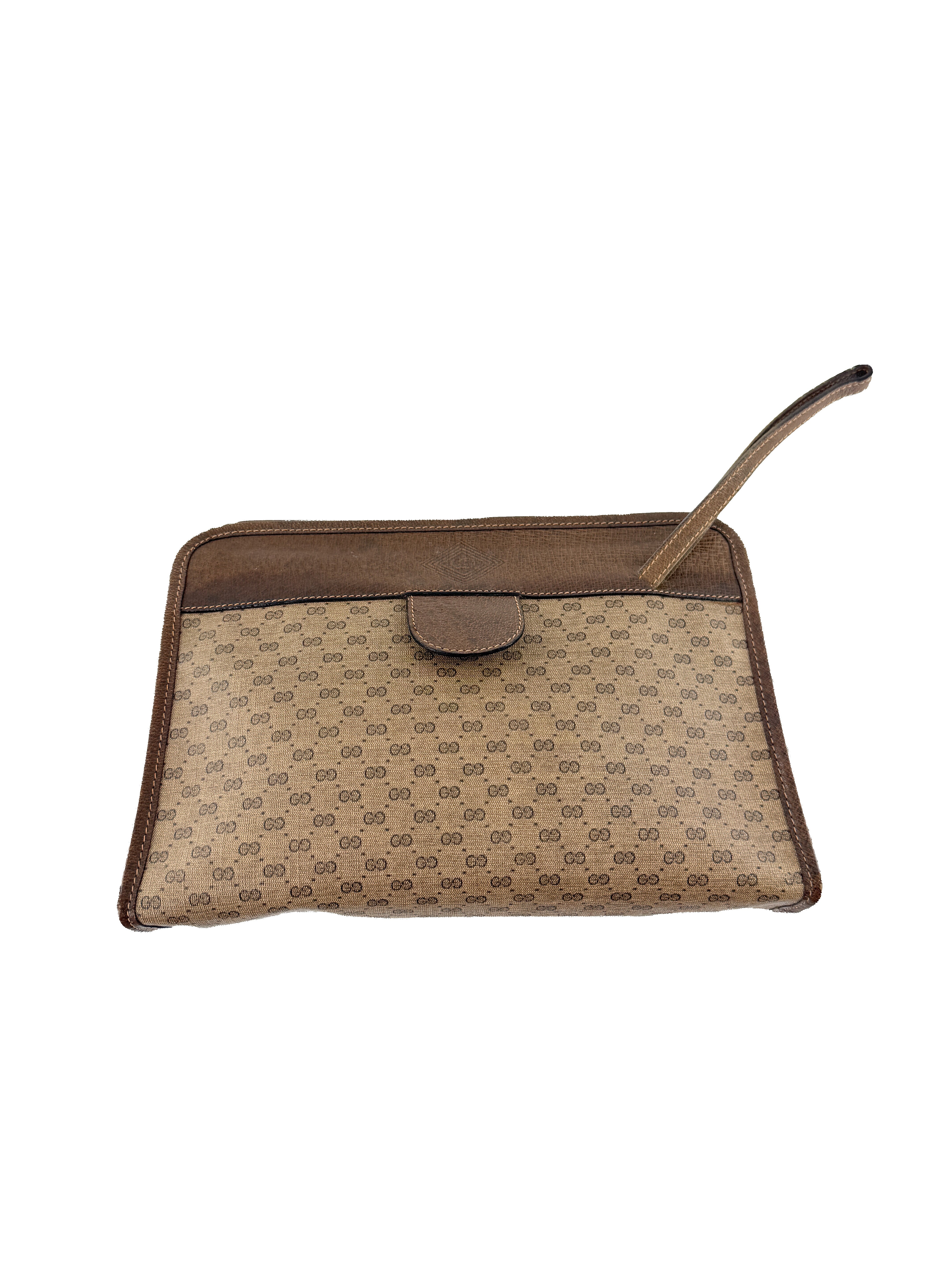 Gucci vintage brown micro GG clutch/wristlet 67-039-5465