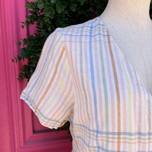 Madewell multi color striped shirt sleeve dress size XL