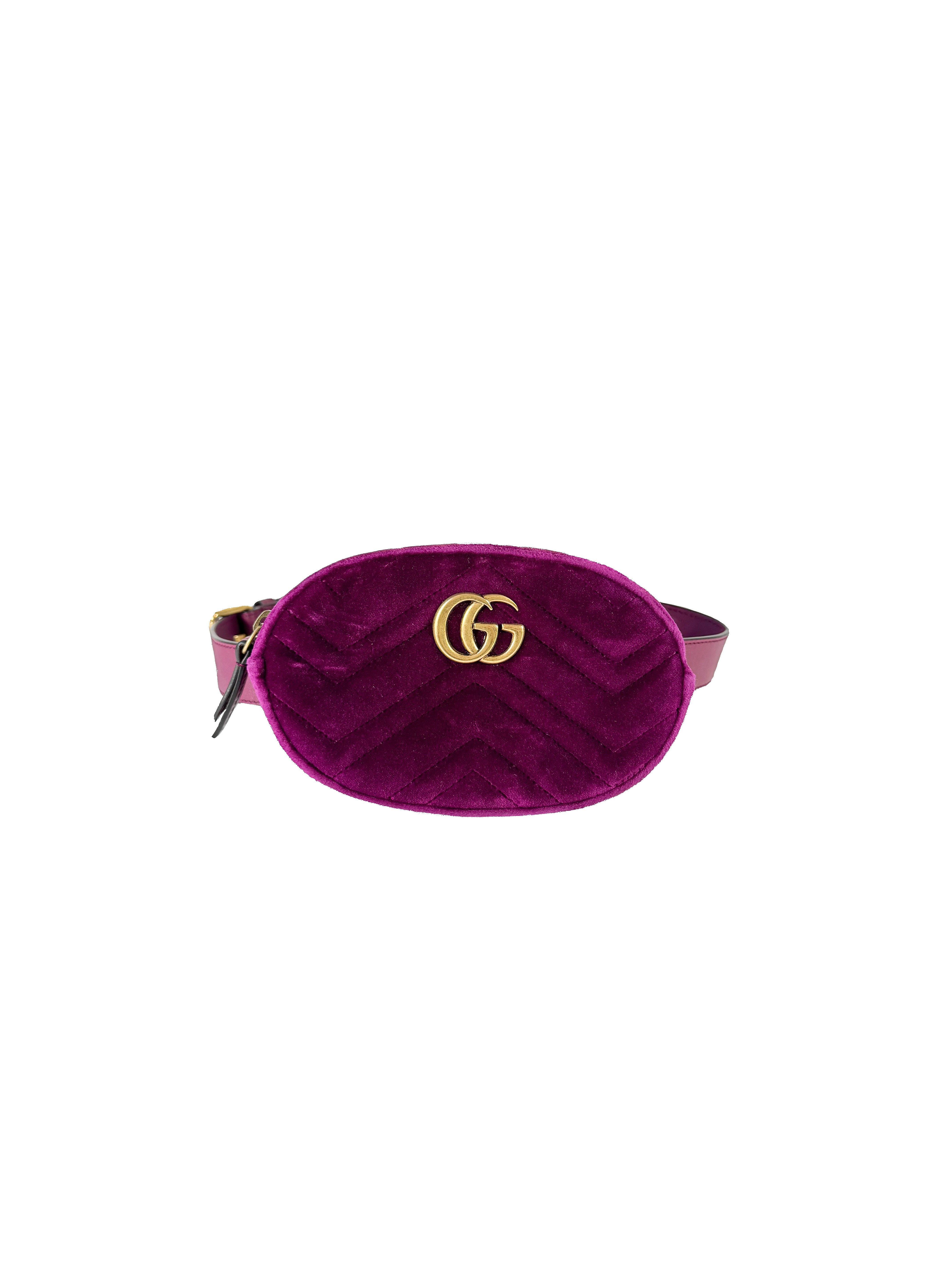 Gucci purple velvet Marmont belt bag 476434 493075