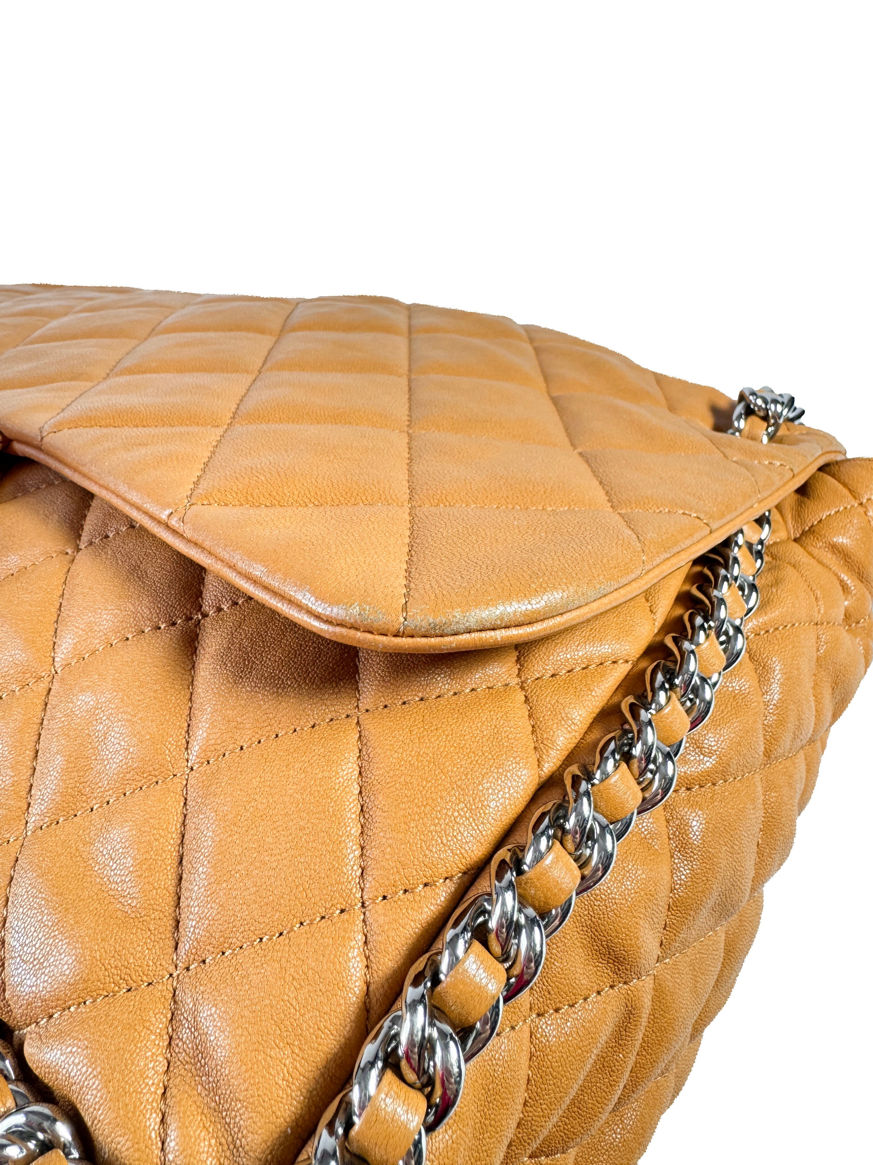 Chanel brown quilted chain around maxi flap shoulder bag 17236173