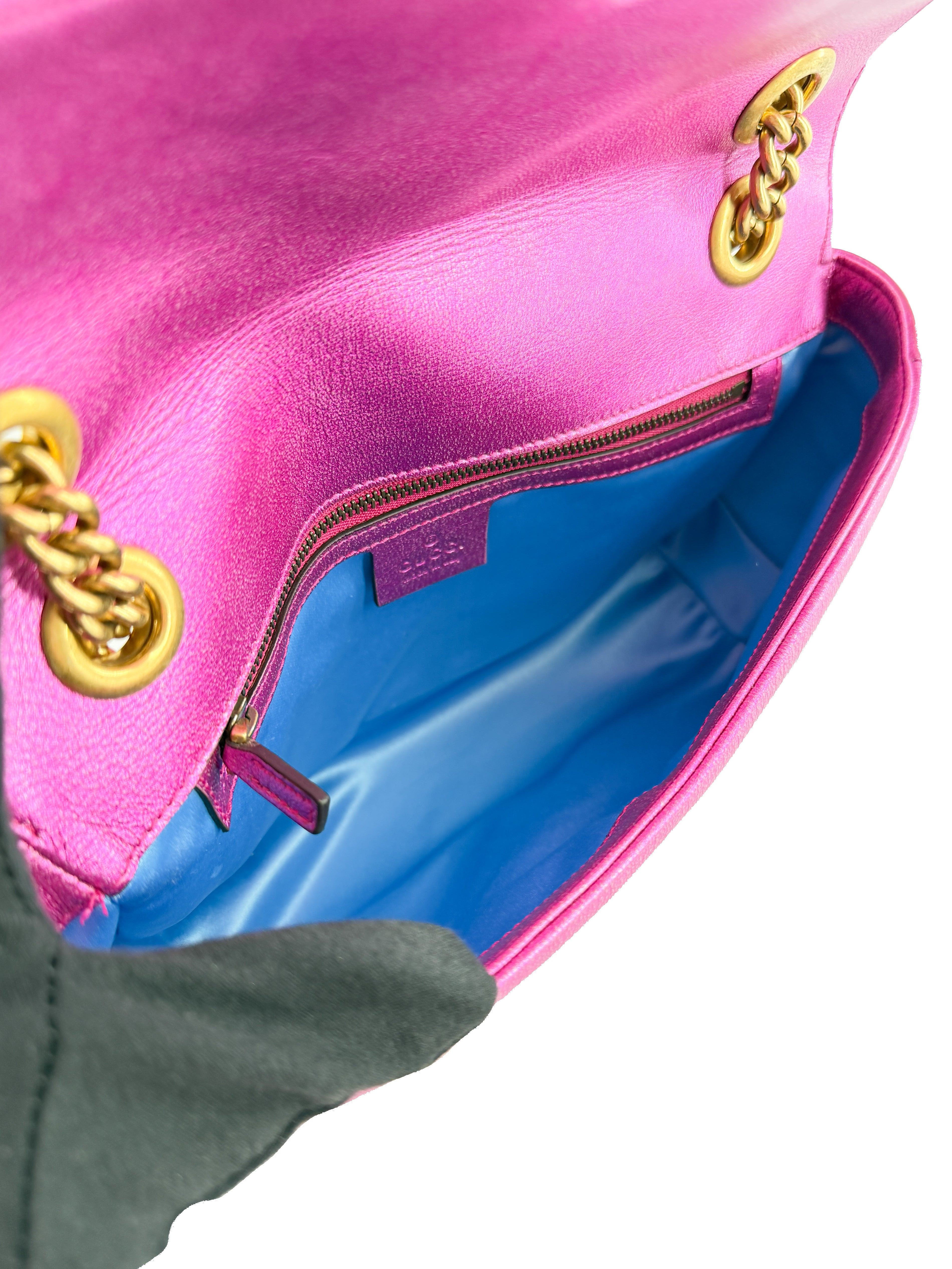 Gucci GG Marmont Flap Bag Matelasse Leather Small pink 443497486628