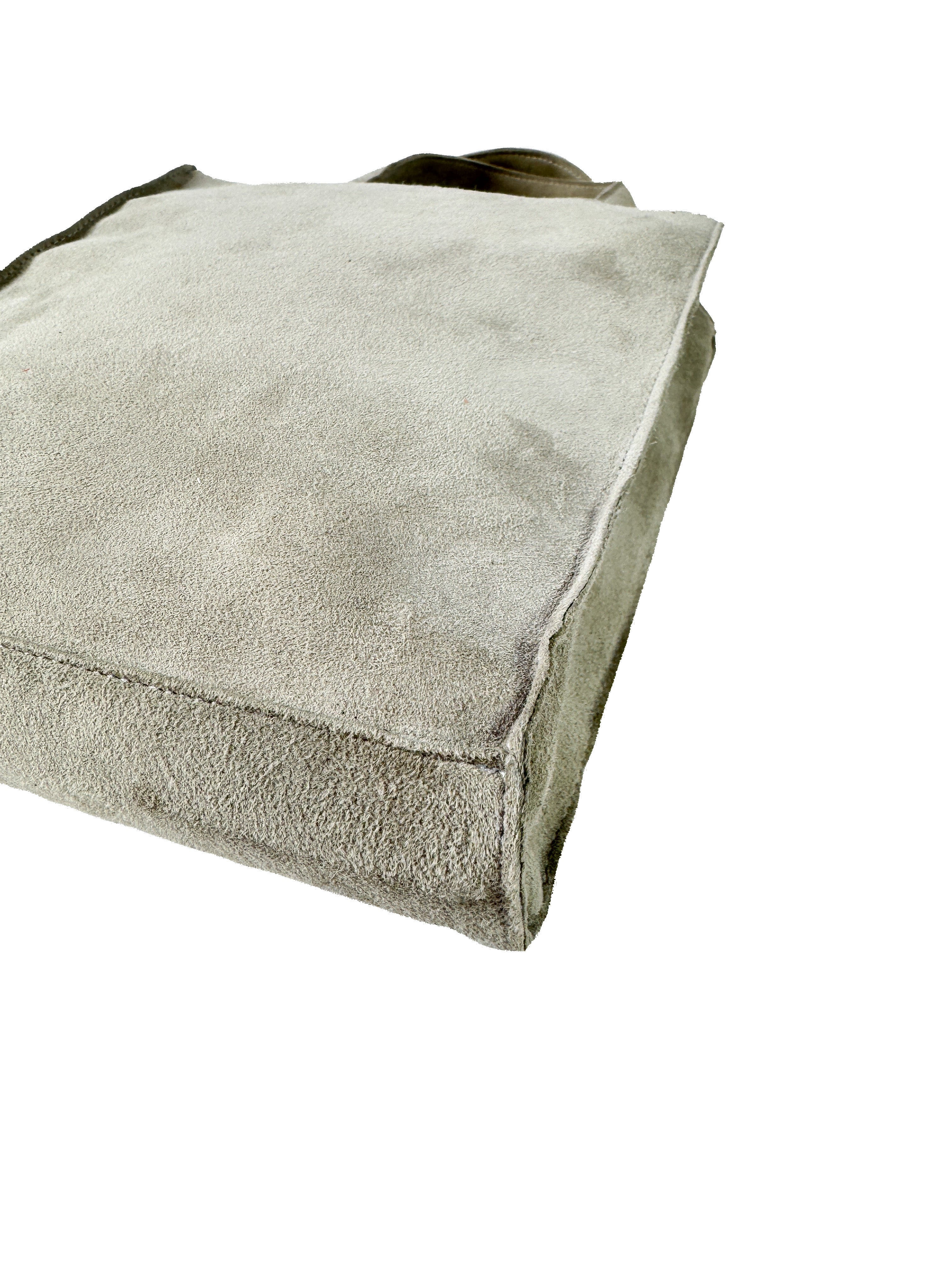 Chanel gray suede fringe mini tote 6212155