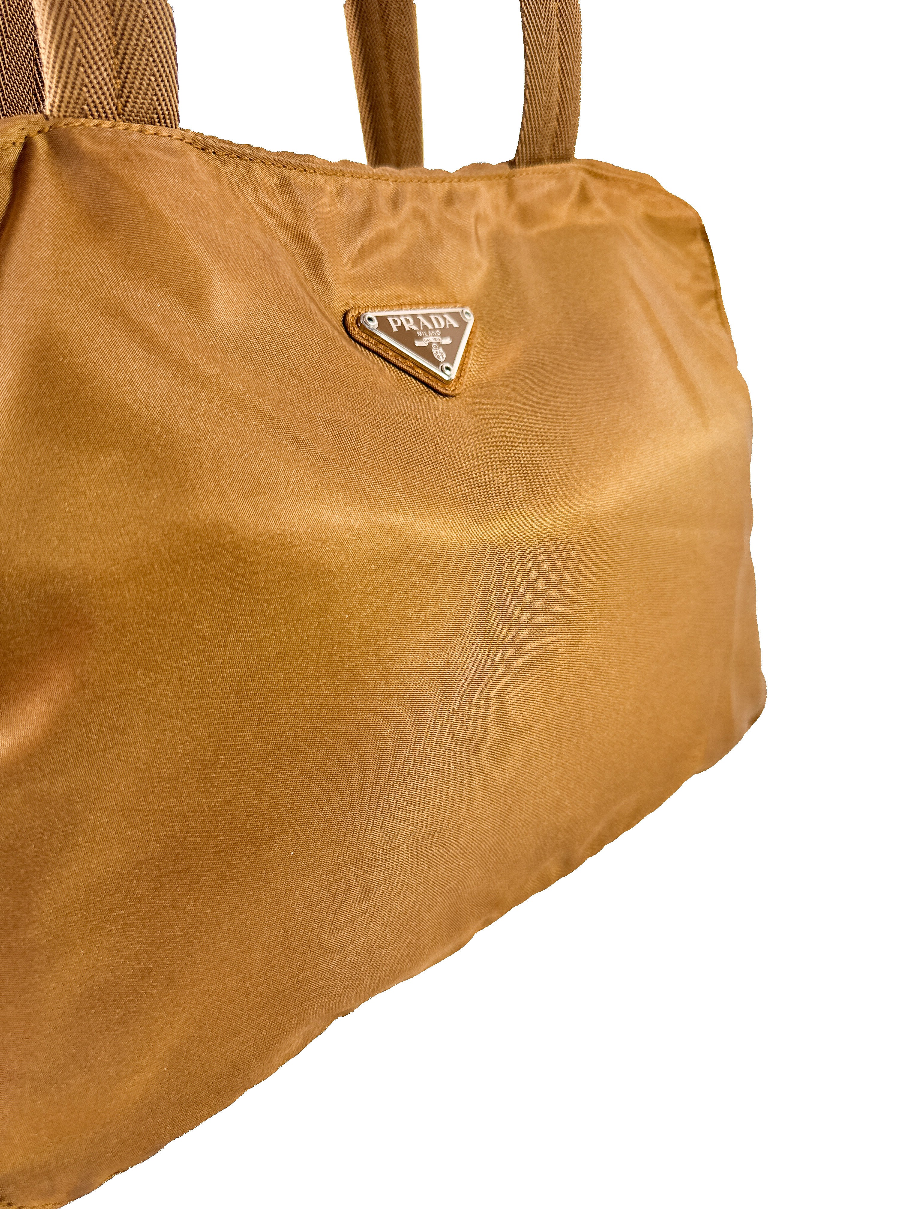 Prada golden brown vintage nylon tote