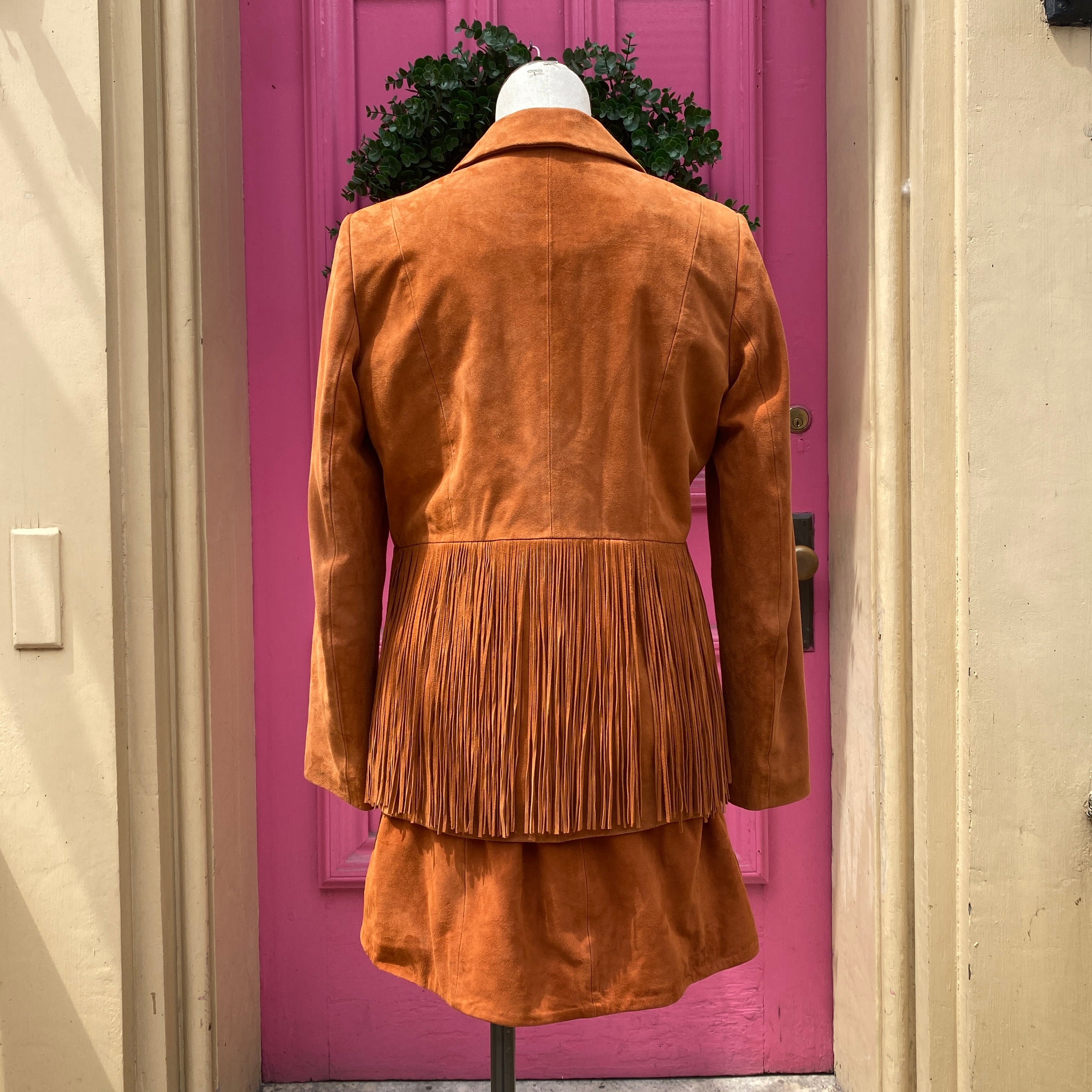 Uterque orange suede skirt suit size M/6