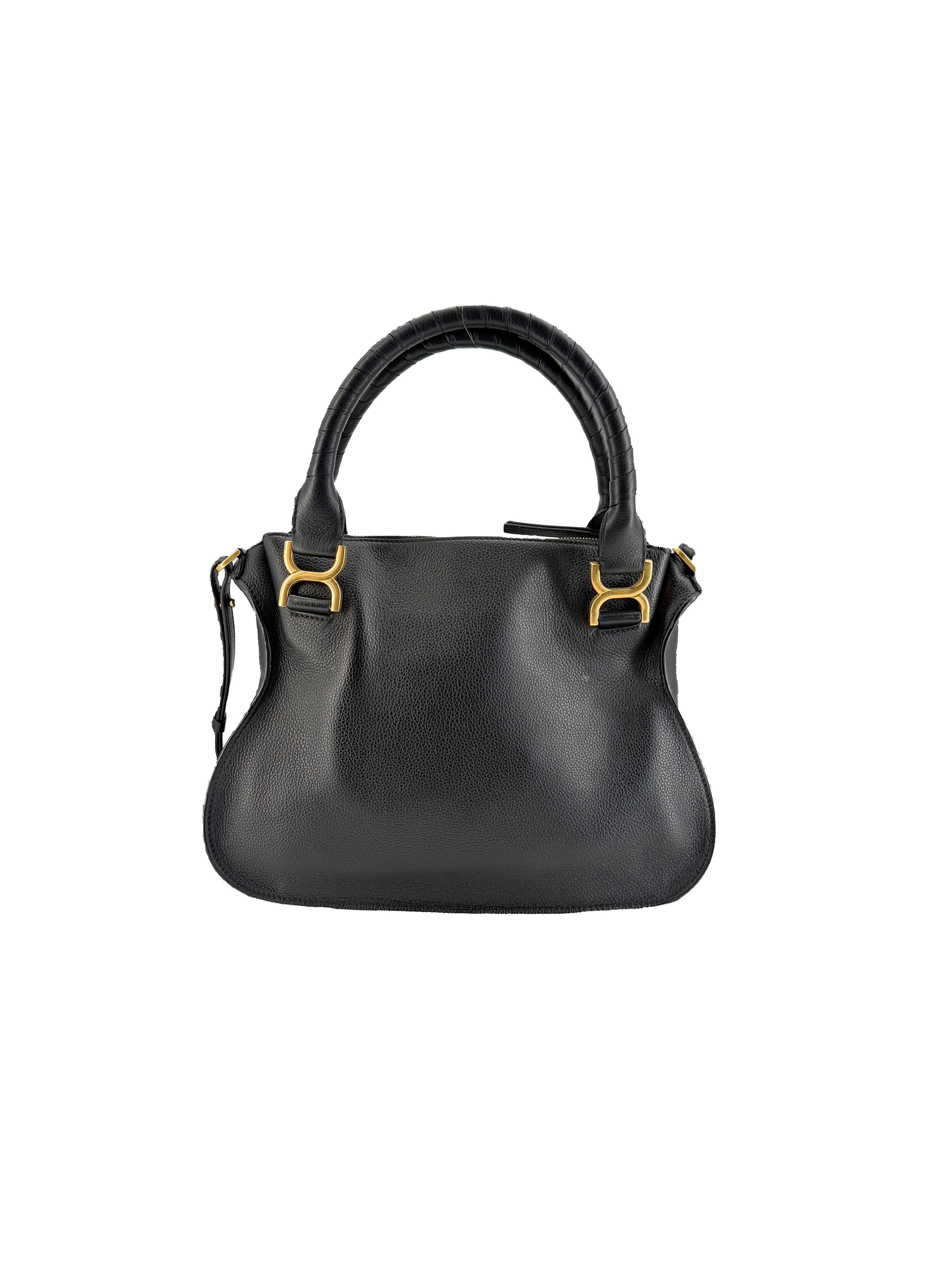 Chloé black leather Marcie double carry satchel D0NVSN