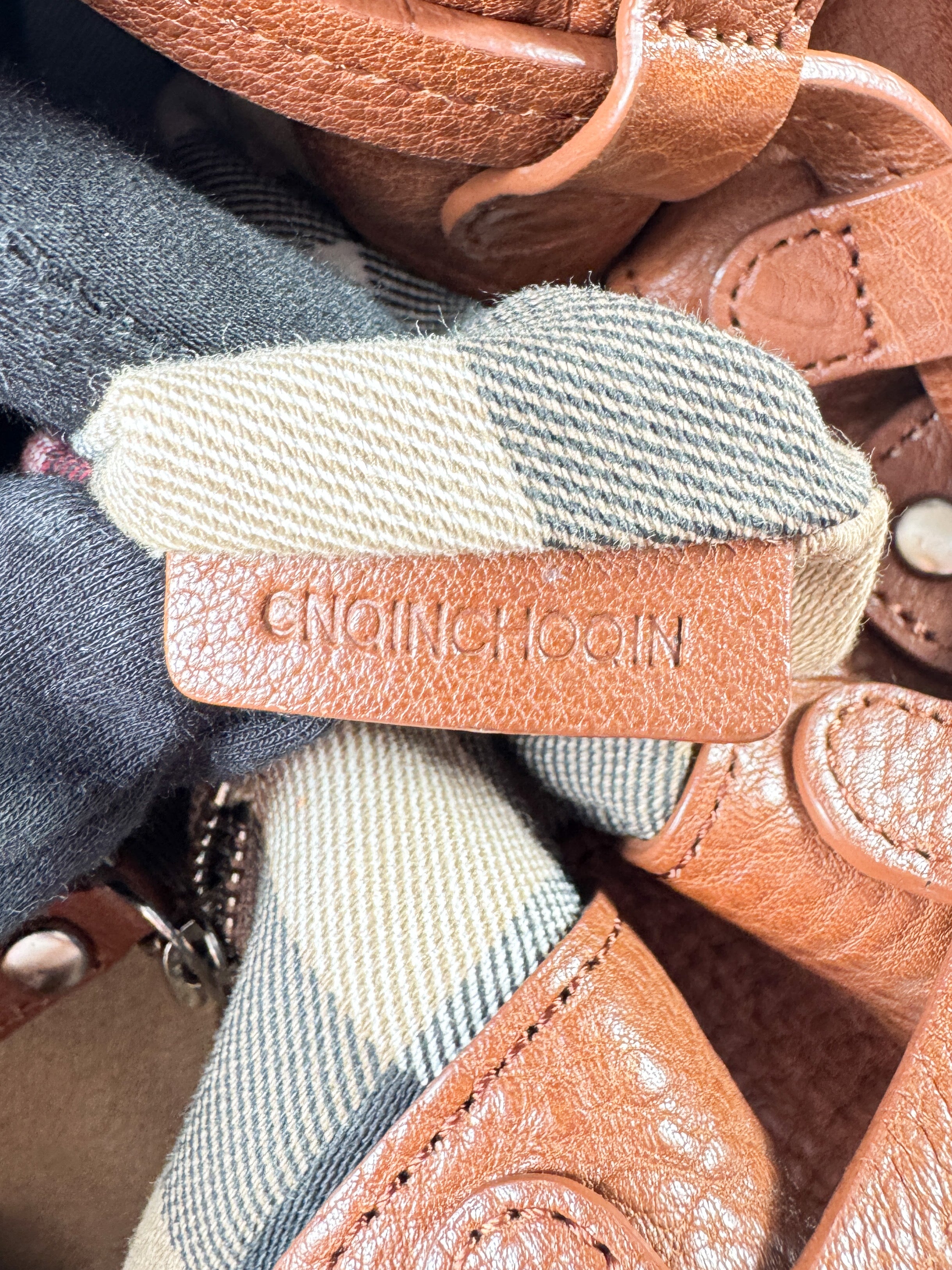 Burberry cream/brown logo canvas bucket bag