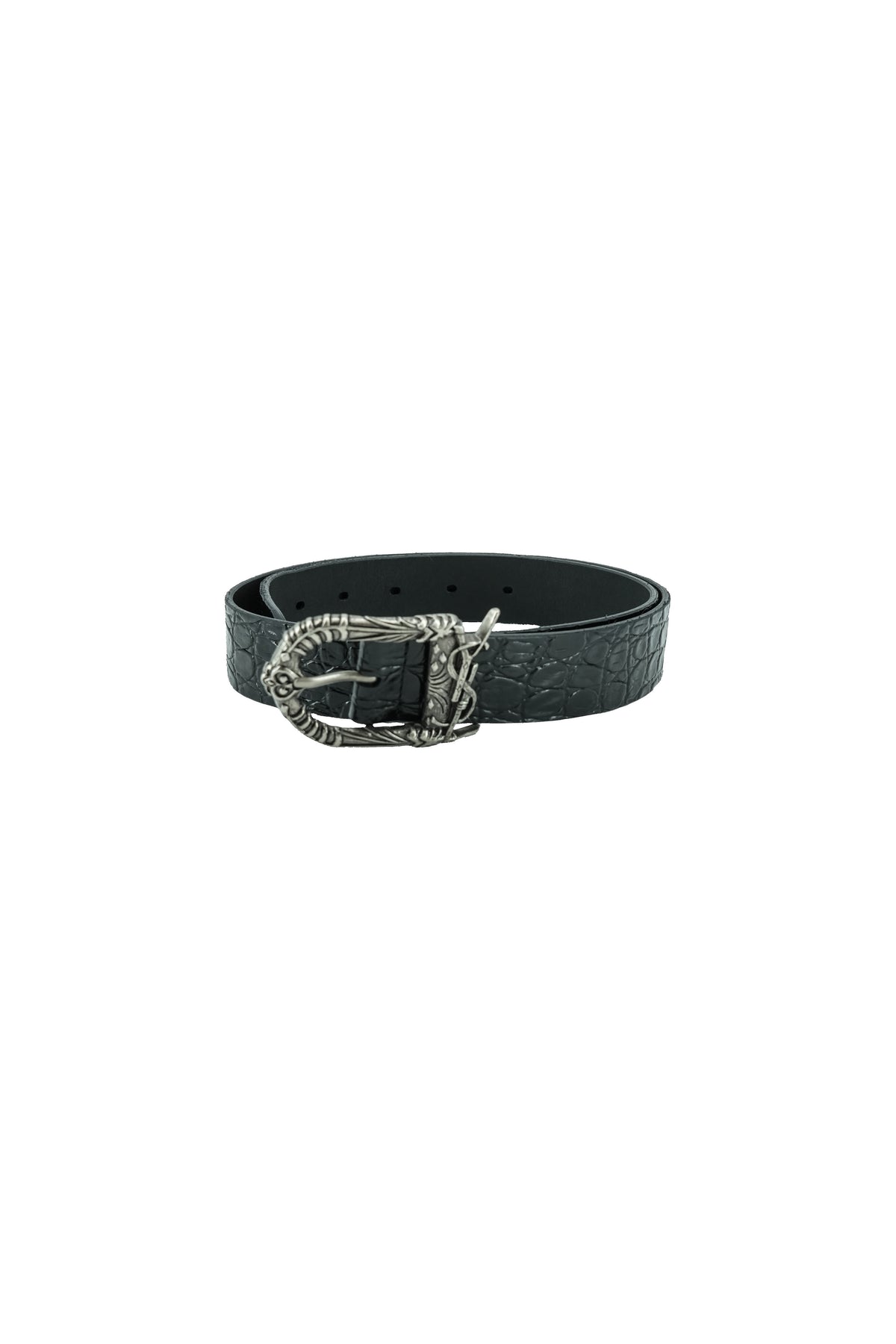 Saint Laurent black croc embossed Celtic belt size 80